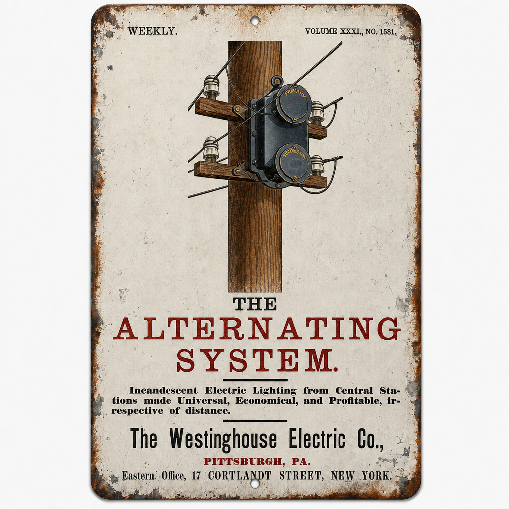 Westinghouse Electric Sign Alternating System Vintage Ad Reproduction (3 Sizes)