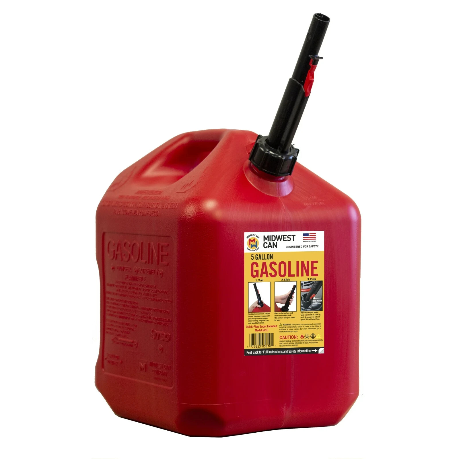 5 Gallon Gasoline Can 5610  with Flame Mitigation Device, Red