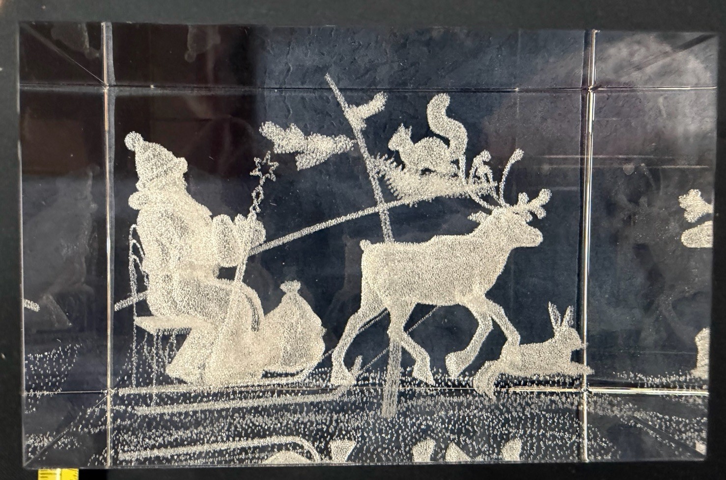 LG Russian Optical Crystal 3D Laser Etched Santa Clause Sculpture Box 5”X3.5”