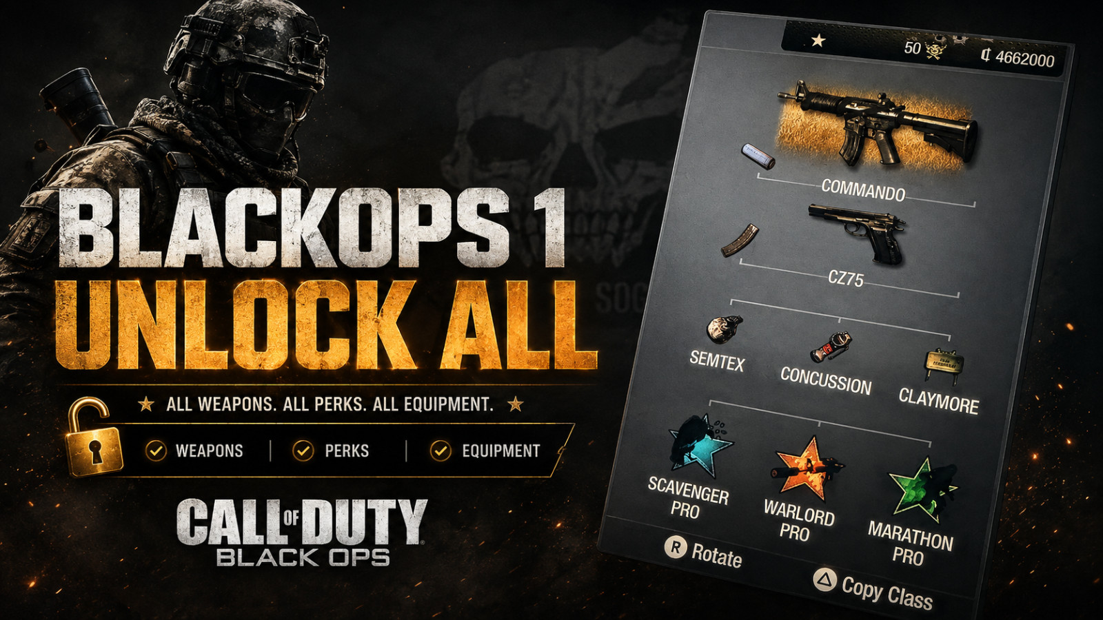 BLACKOPS 1 UNLOCK ALL🔥 PICK Any Prestige + Pro Perks + MORE PS4/PS5 PORT