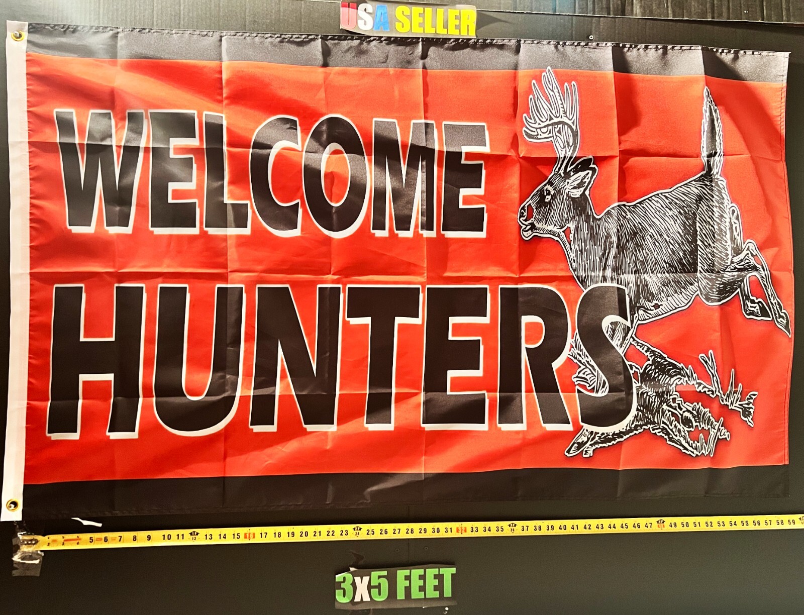 Hunting Flag FREE USA SHIP Welcome Hunters BW Outdoors Redneck USA Sign 3x5'