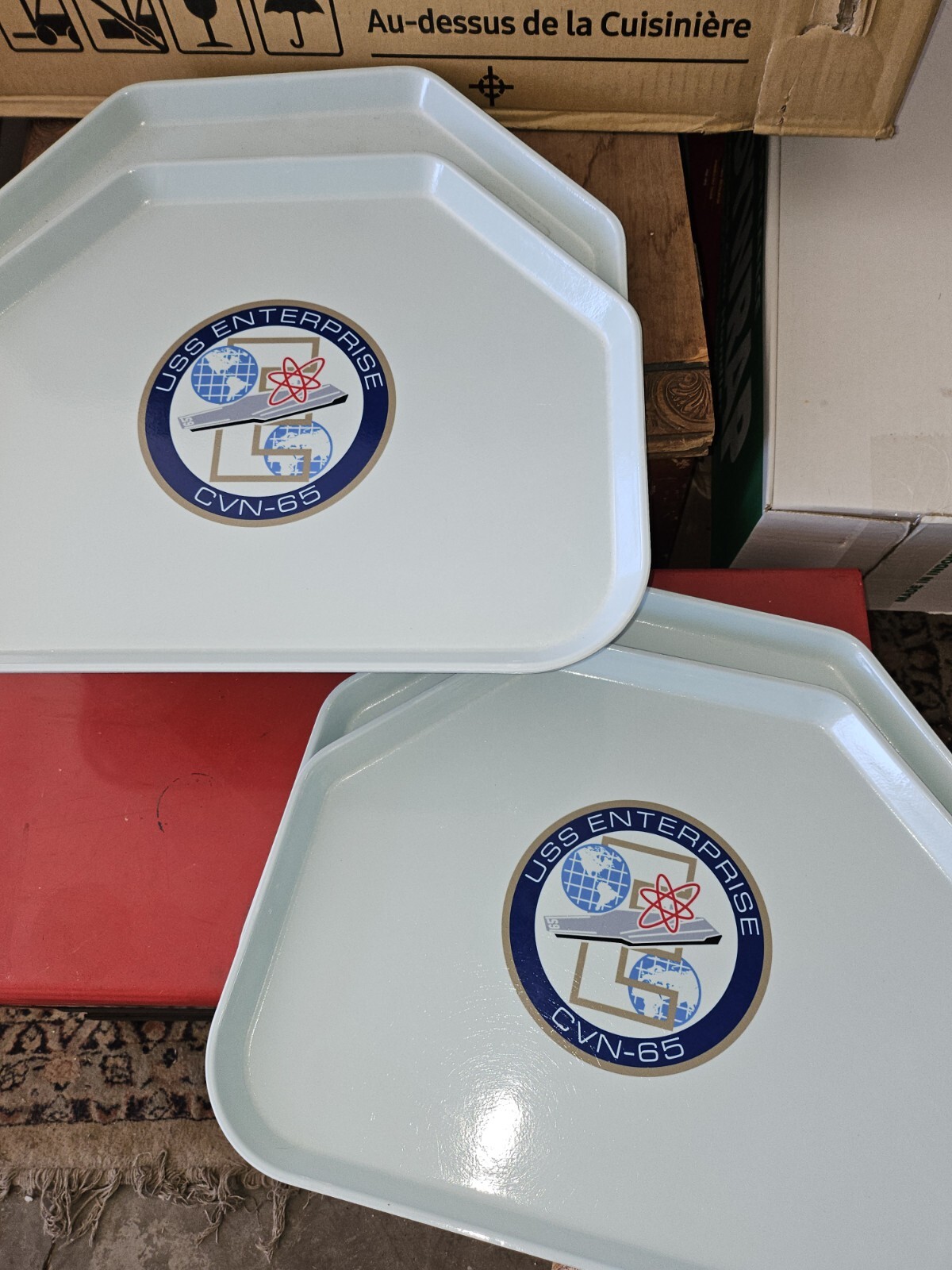 4  USS Enterprise CVN-65 Mess Deck Trays US Navy  BRAND NEW. DEADSTOCK