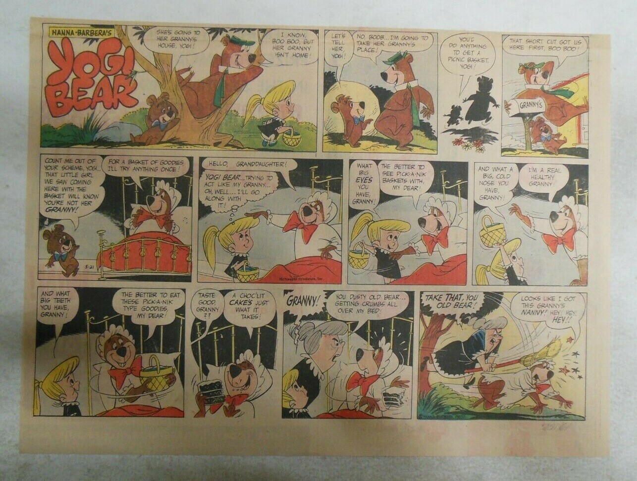 Yogi Bear Sunday Page by Hanna-Barbera from 5/2/1961 Size: 11 x 15 inches