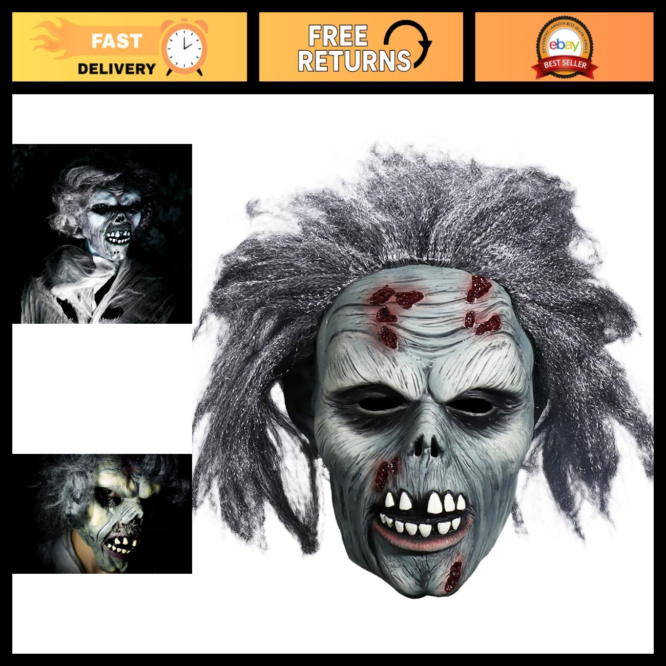 Realistic Halloween Zombie Latex Mask - Creepy Horror Costume Accessory