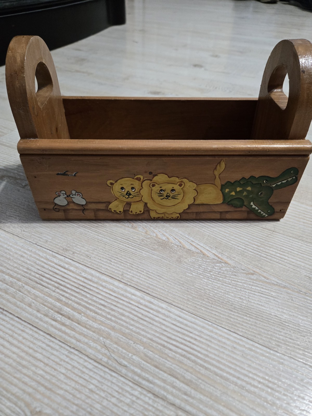 Vintage Handmade Wooden Caddy Noah's Ark