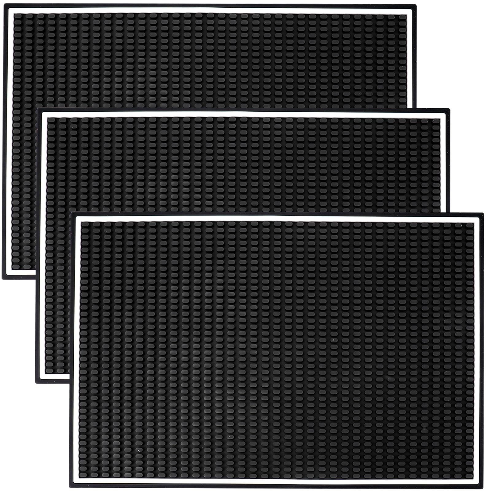 3 Pack Bar Mat for Countertop 18 x 12 Inch Rubber Non Spill Mat for Bartendin...