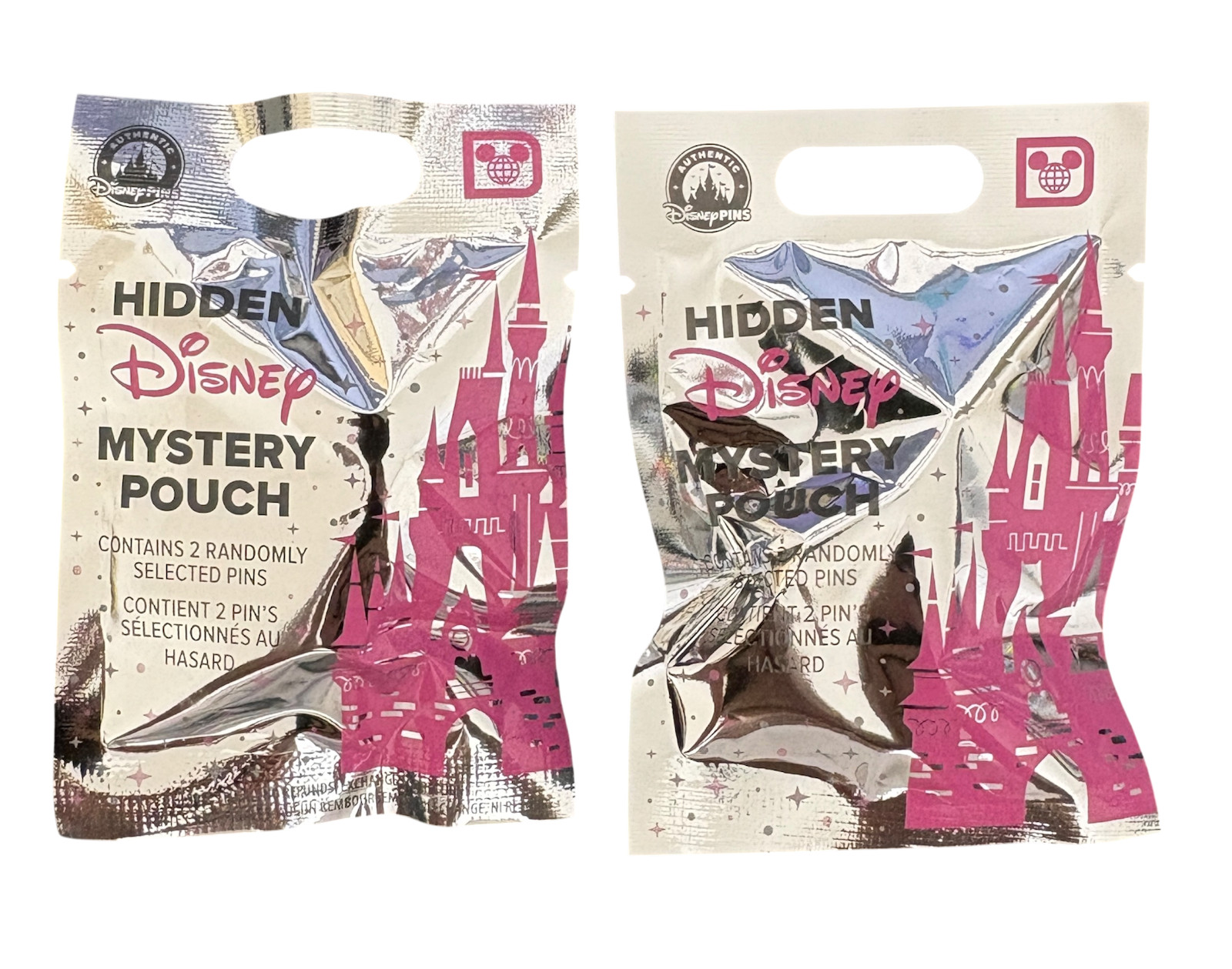 Disney World Hidden Mystery Wave B Pink Pin Pack Pouch Set of 2 Sealed - NEW