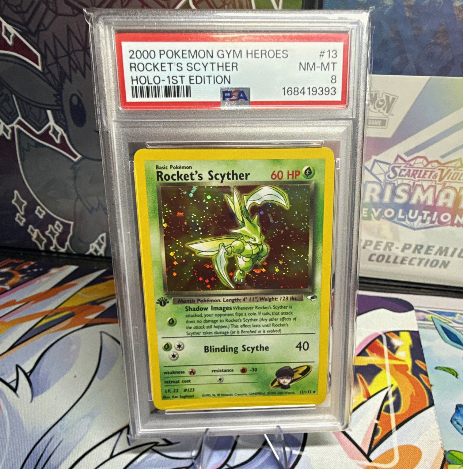 Pokémon Rocket's Scyther #13 1st Ed Holo PSA 8 Gym Heroes 2000 Cert 168419393