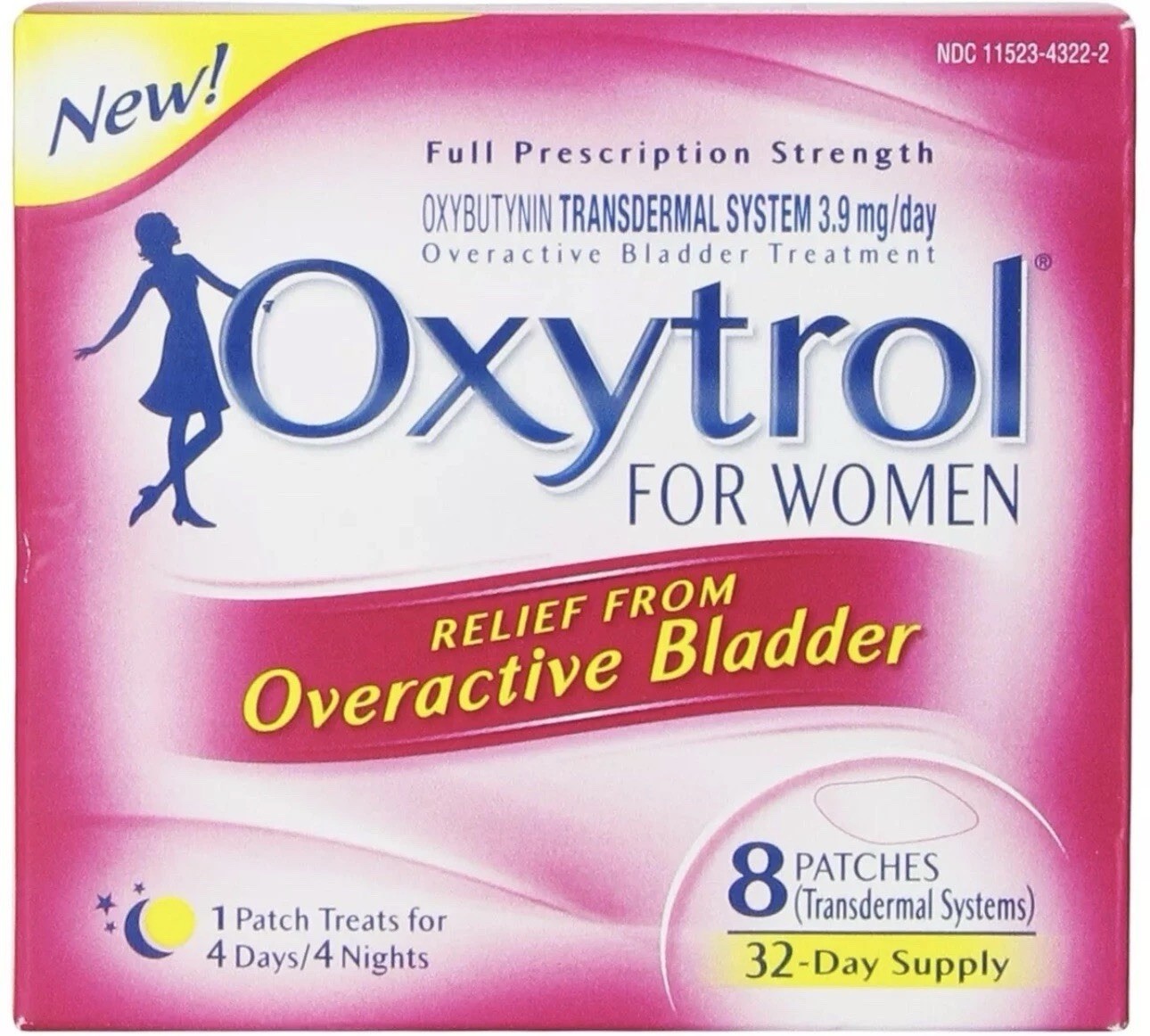 Oxytrol Women Overactive Bladder Transdermal Patch, 8 Count 32day BEST PRICE