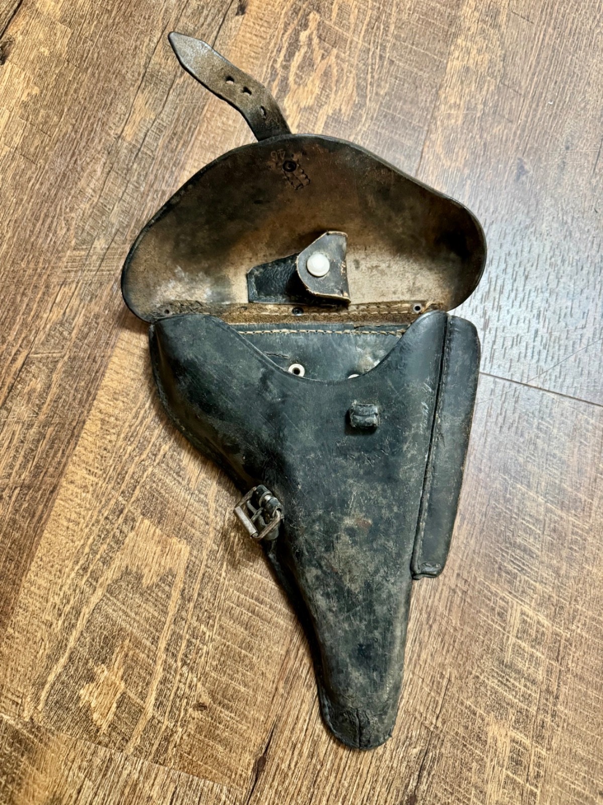 WWII German P08 Luger Leather Holster 1941 Dated Modified for US GI Web Belt