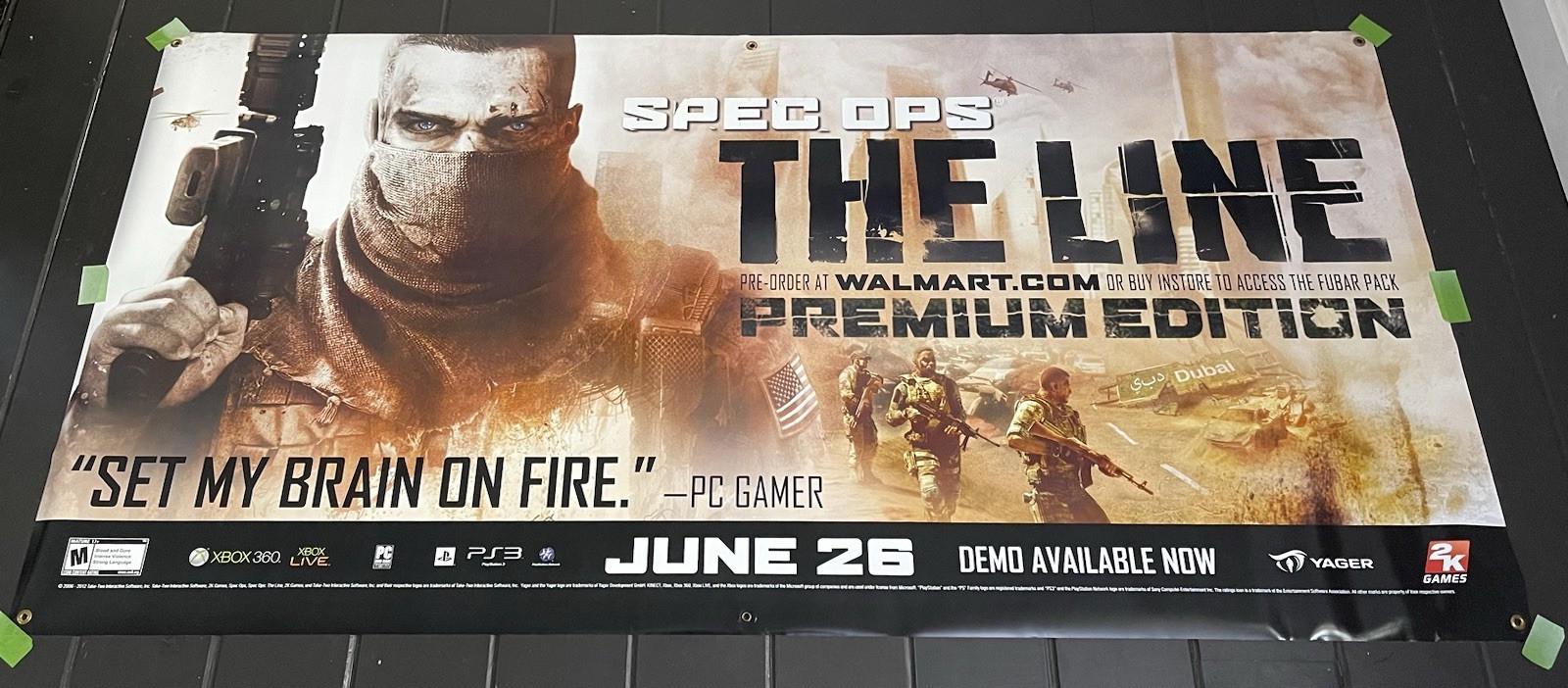 Spec Ops: THE LINE —Promo Vinyl Banner LARGE 3’x6’ 🔥 Store Display w/ Grommets