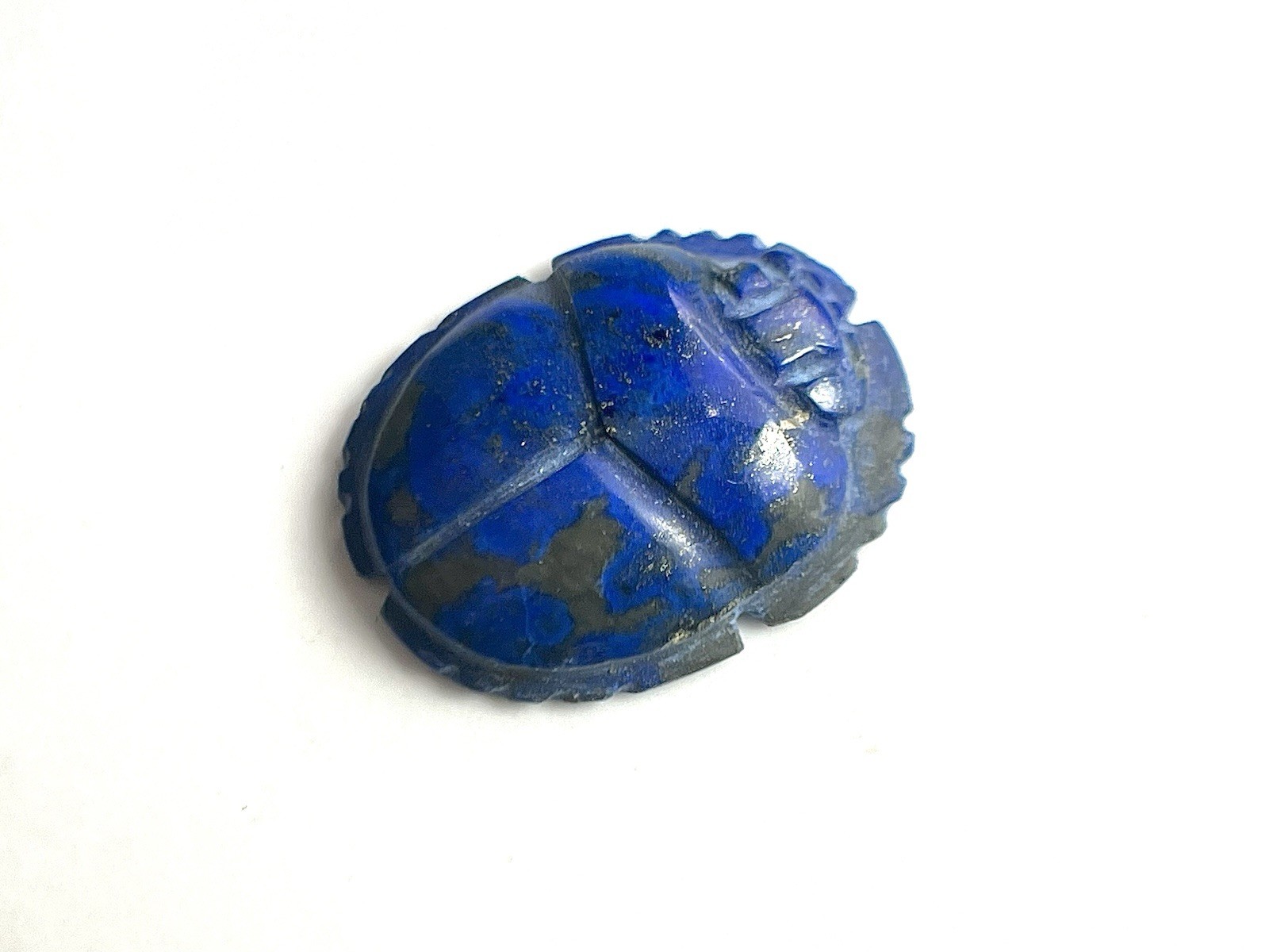 Lapis Lazuli Scarab Beetle Egyptian Handmade Stone Hieroglyphics
