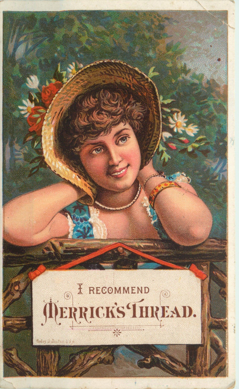 Merrick\'s Spool Thread Victorian Trade Card, Kreis & Tennison, Monticello, MN