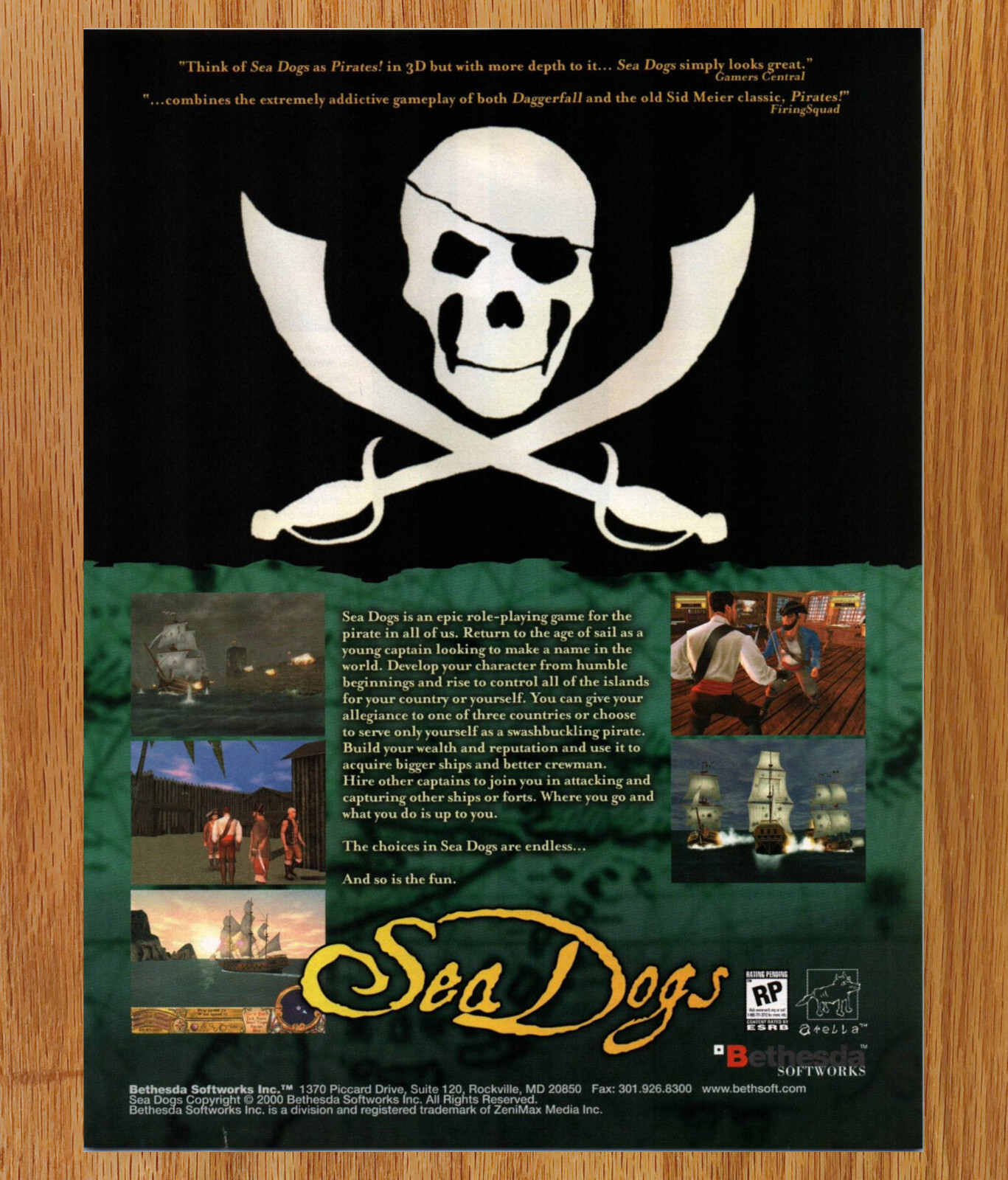 Bethesda Sea Dogs Pirates  - Video Game Print Ad / Poster Promo Art 2000