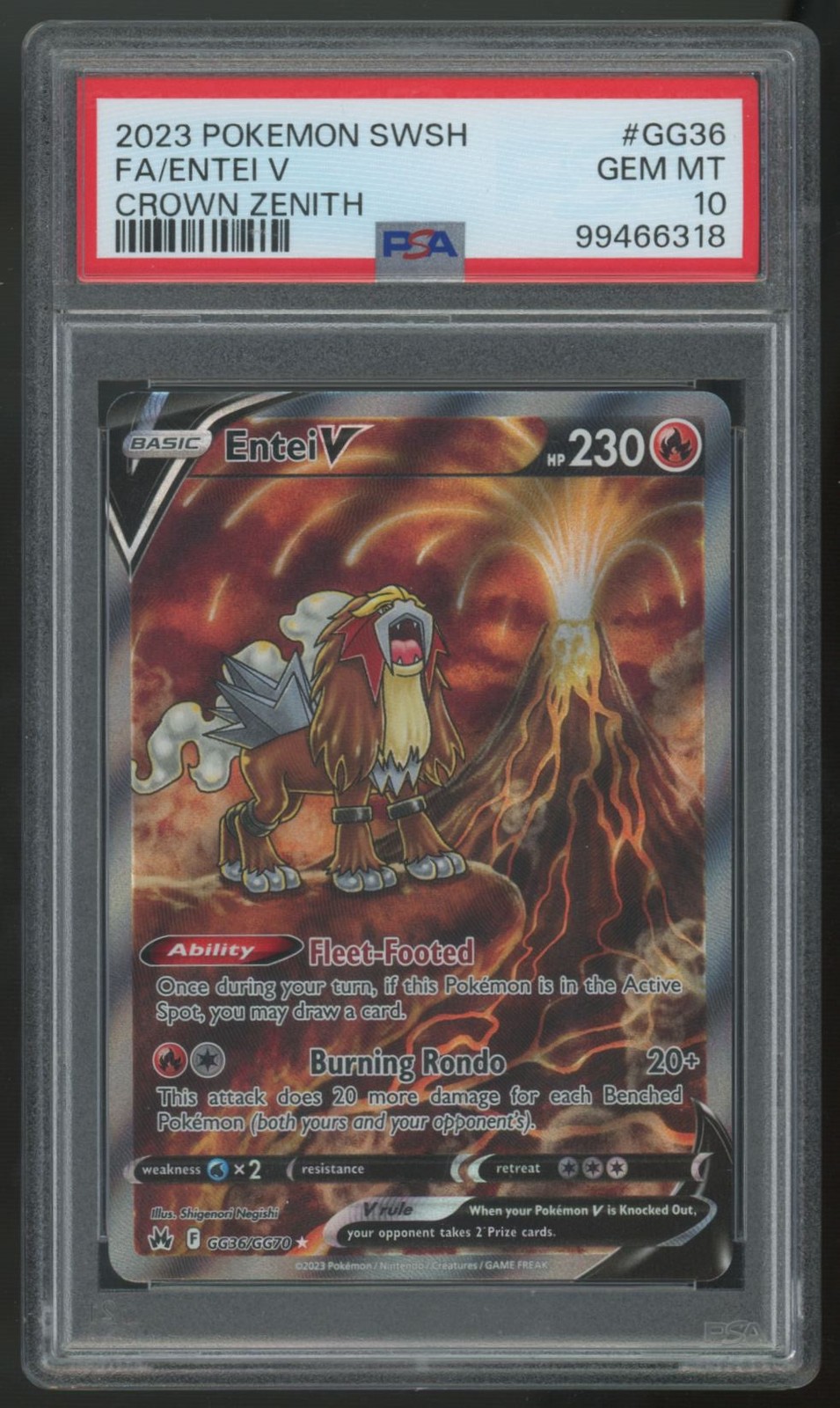 2023 Pokemon Entei V Crown Zenith Full Art #GG36 PSA 10 (B)