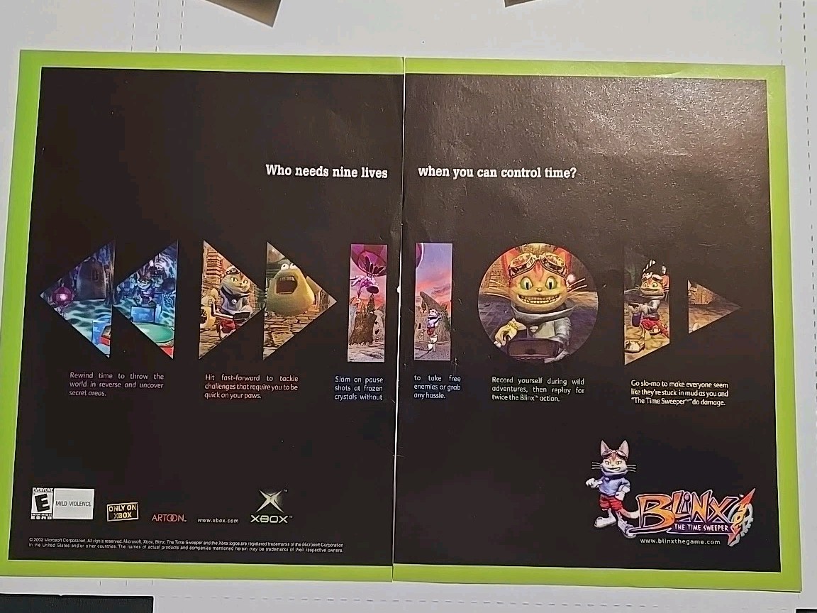 Blinx The Time Sweeper Xbox Vintage Print Ad/Poster Official Promo Art 2002