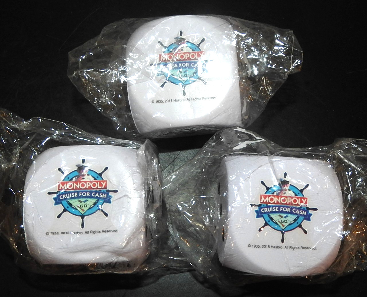 RARE Monopoly Cruise for Cash Princess Cruises Foam Dice 3 Three 2018 Hasbro