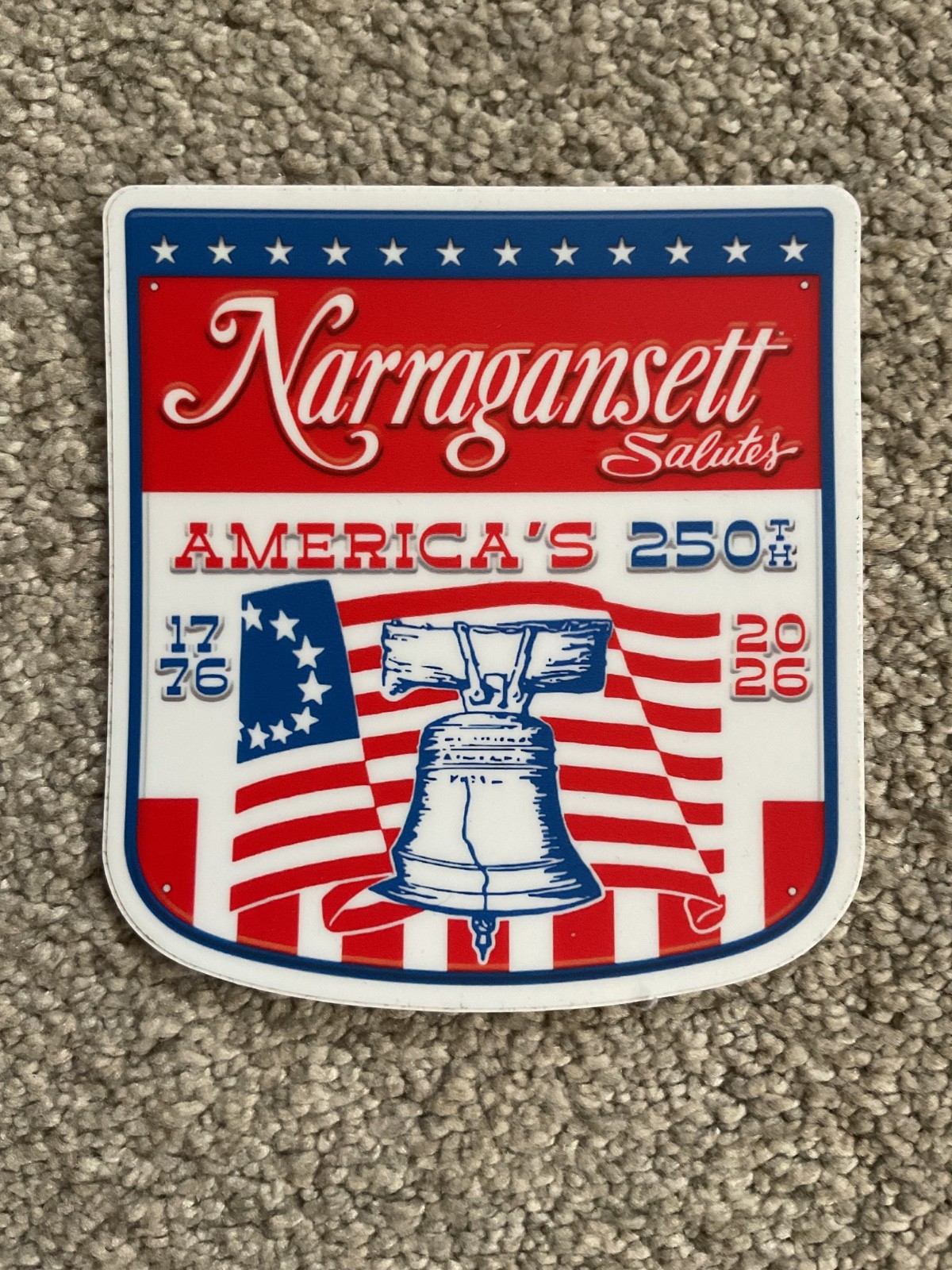 Narragansett Salutes America’s 250th Beer Sticker Providence Rhode Island