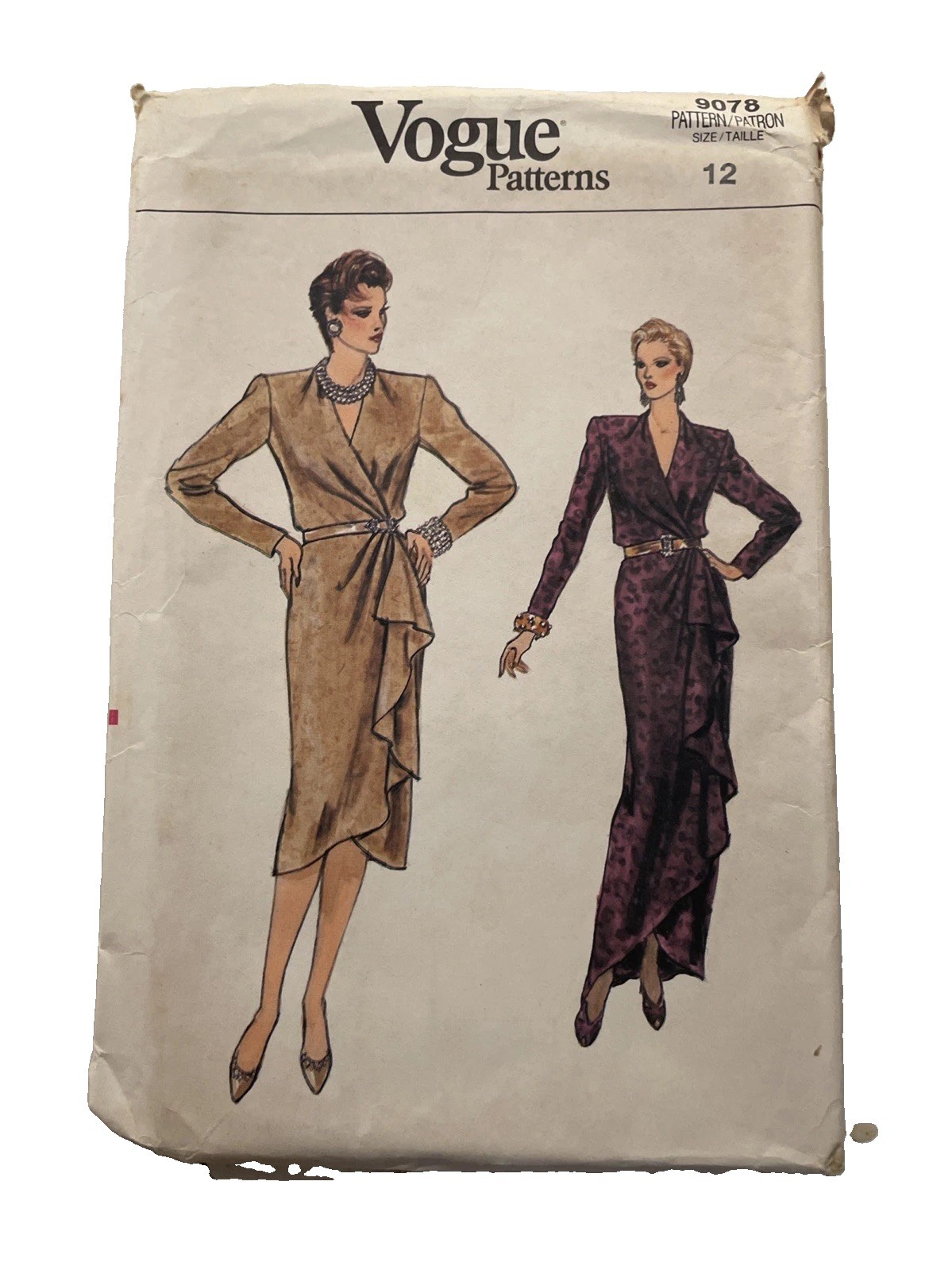 VTG Vogue Pattern 9078 Misses Dress Size 12 UNCUT