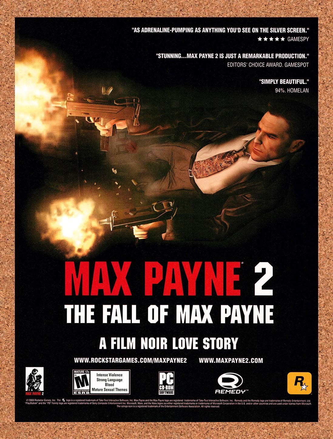2004 Max Payne 2 PS2 Original Advertisement / Retro Promo v3