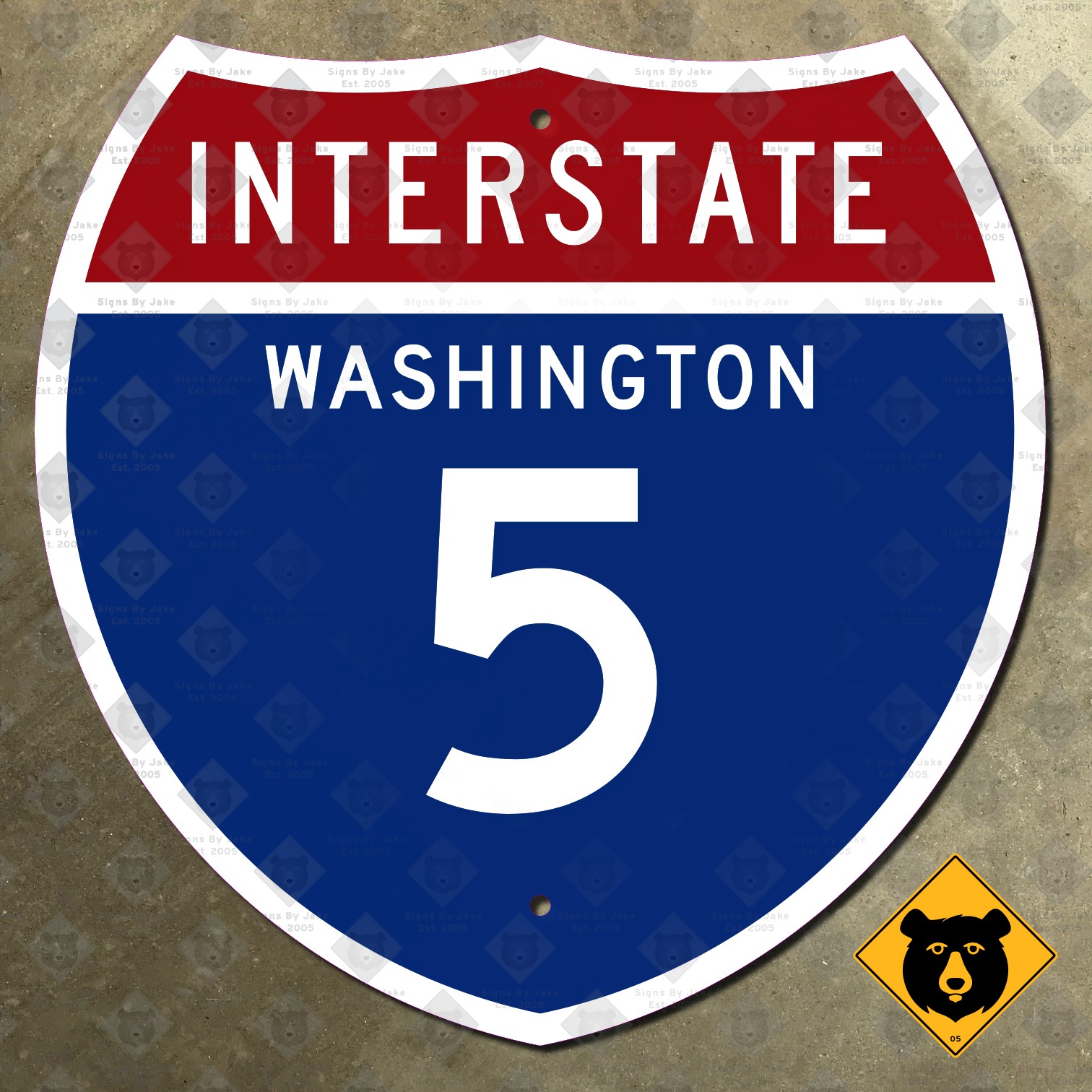 Washington Interstate route 5 highway marker road sign Seattle 1957 12x12