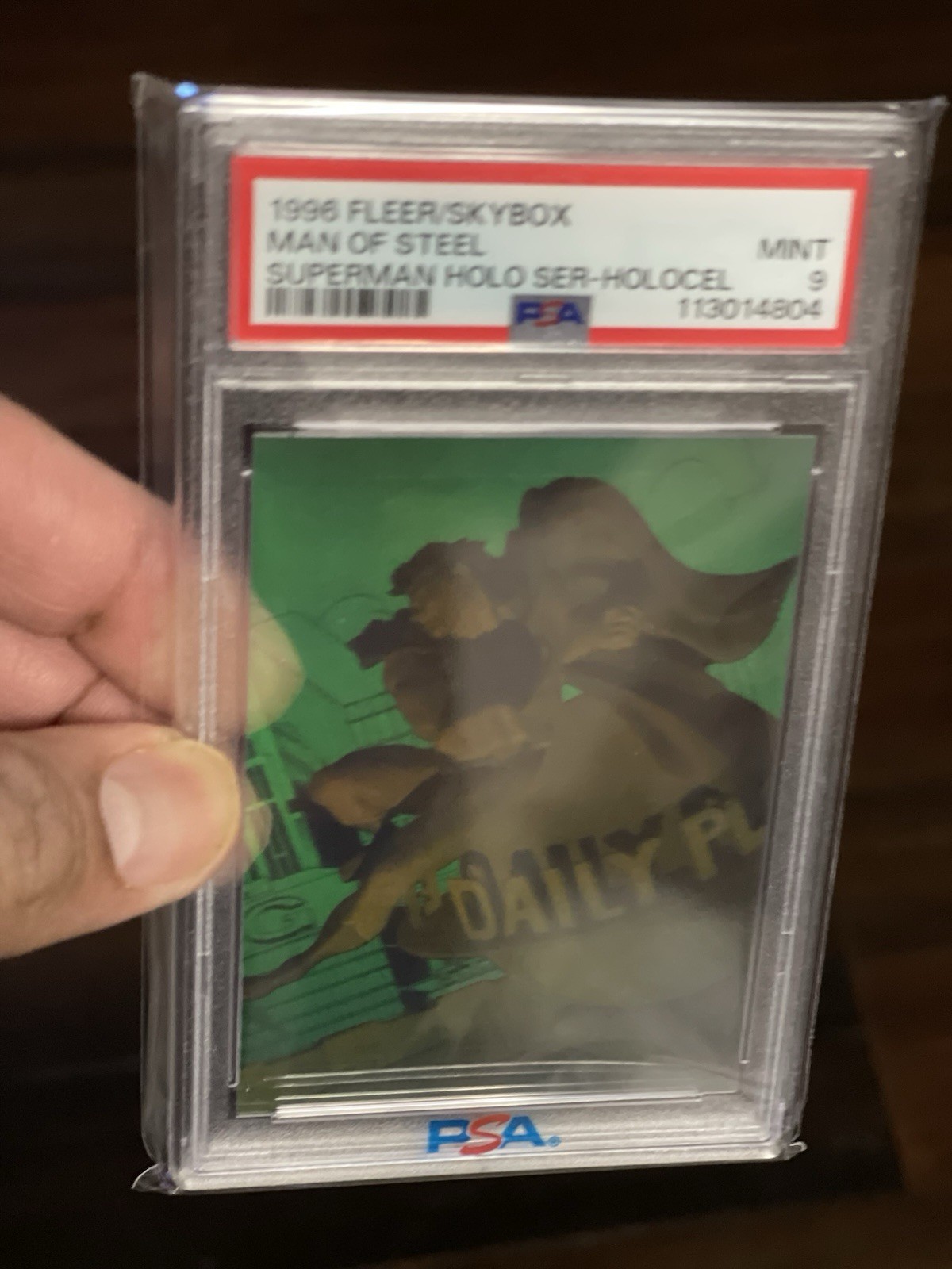 1996 Fleer/Skybox Man Of Steel/Superman Holocel Clear Card, PSA Graded Mint 9