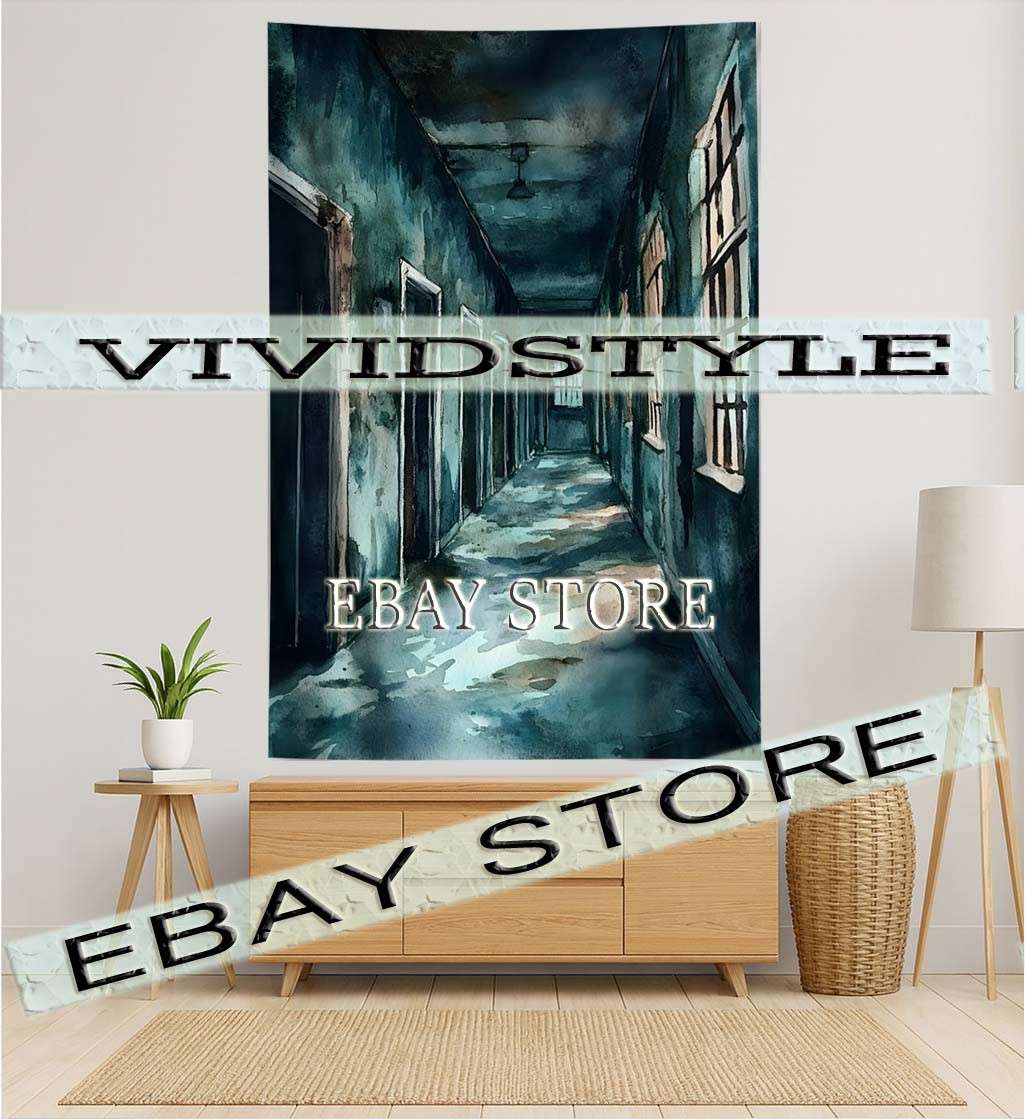 Shadow in Long Corridor Tapestry corridor hallway abandoned creepy horror 39X59 