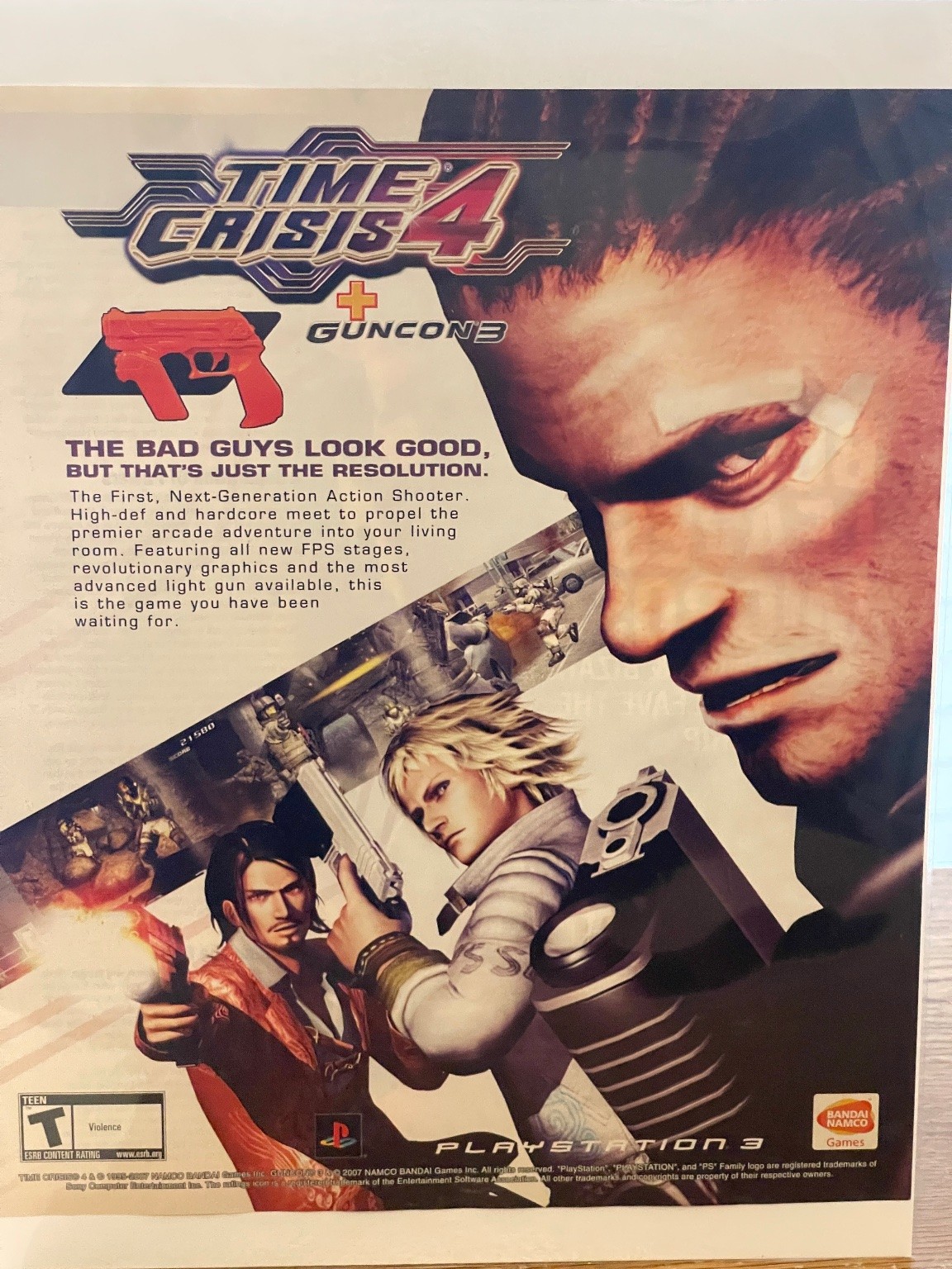 Time Crisis 4 PS3 NAMCO BANDAI 2007 Magazine Ad Ephemera PlayStation 3
