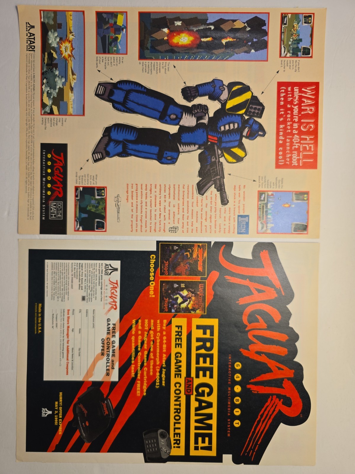 SCARCE Atari Jaguar 1995 Print Lot - 64-Bit Hardware, CD Ad & Gaming History