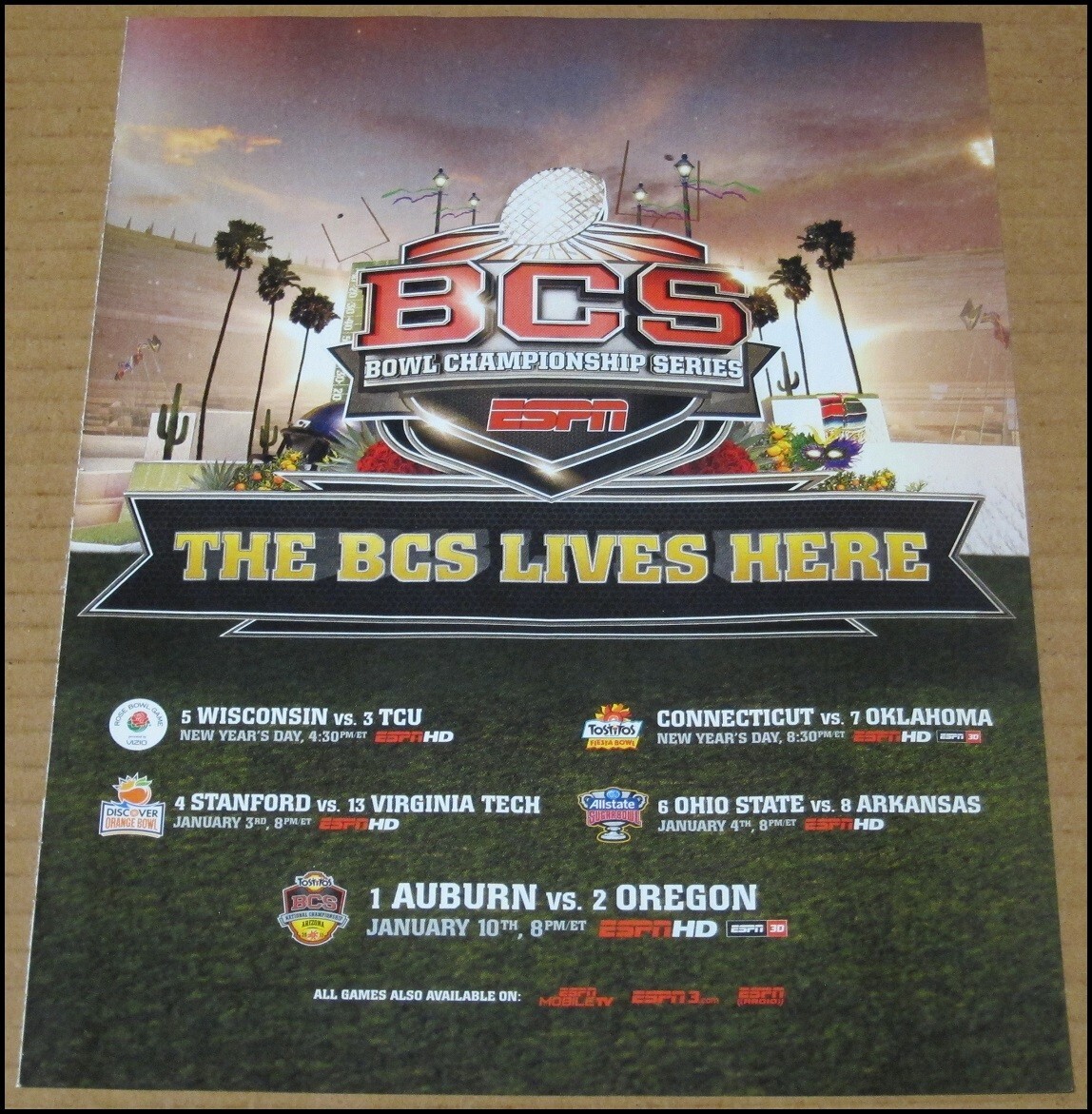 2010-11 BCS Bowl Championship Series Print Ad Auburn Tigers vs Oregon Ducks ESPN