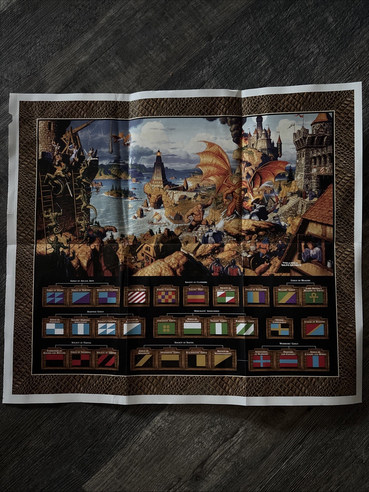 Ultima Online The Second Age Guilds Original 1996 Foldout Poster Insert 20 x 20