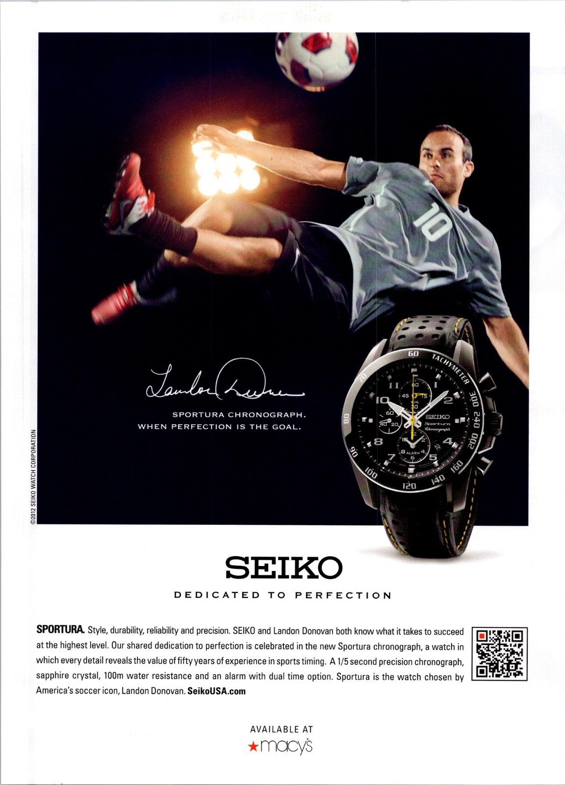 2012 • SEIKO Landon Donovan Print Ad • Fashion 2000s Style GA.37