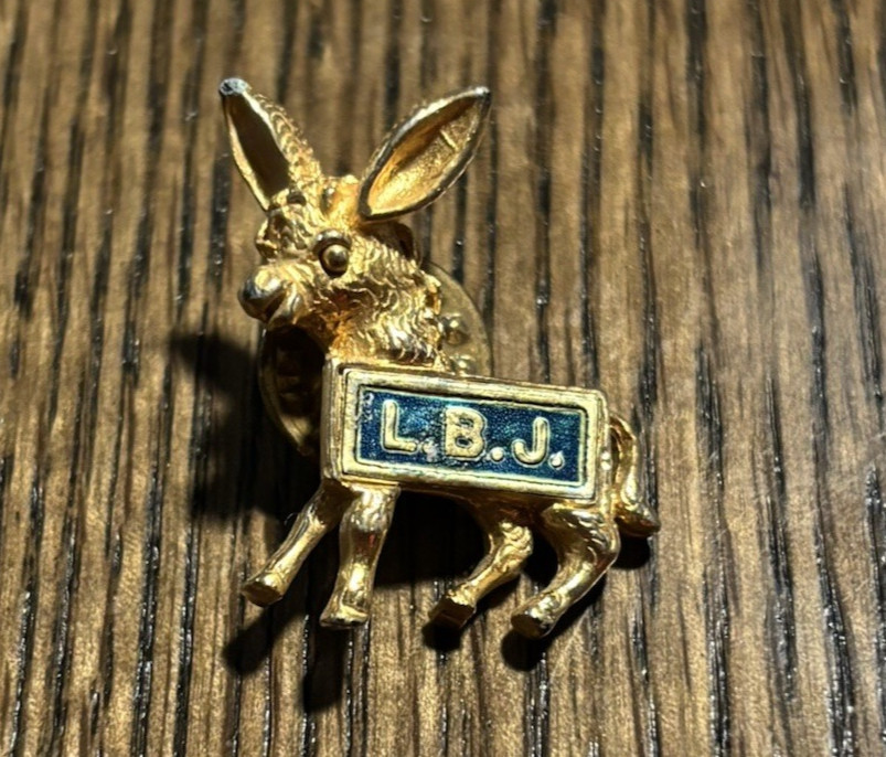 Vintage Gerry’s LBJ Donkey Pin Lyndon B. Johnson Political Campaign Jewelry