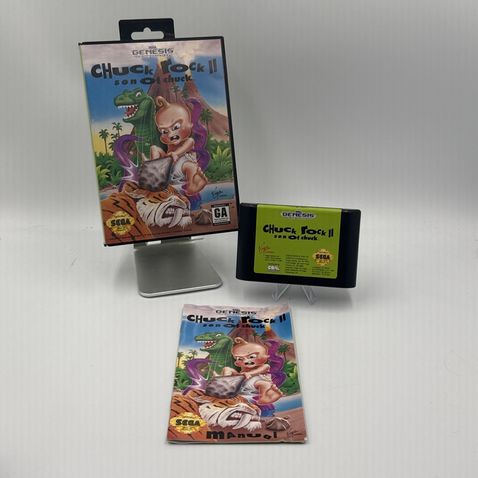 Chuck Rock II: Son of Chuck (Sega Genesis, 1993) CIB Complete w/ Manual VGC