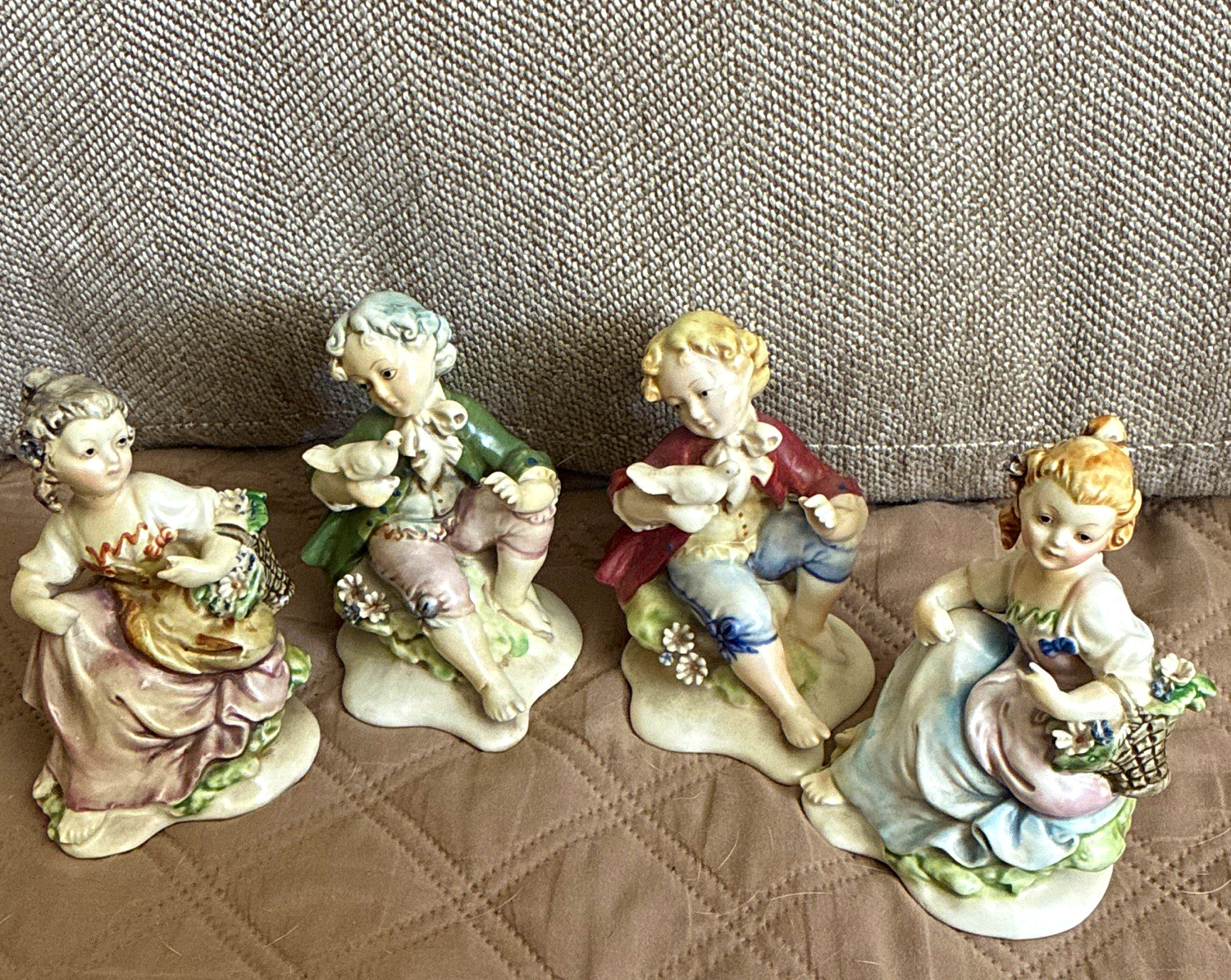 Lot 2 Pair of Vintage Arnart Decorative Ceramic Girl & Boy S 8436 Figurines-E2