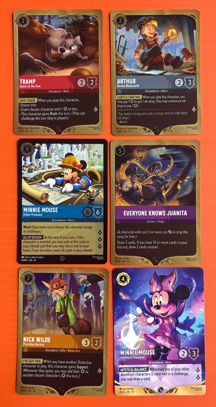 Disney Lorcana Hyperia City Complete Prerelease Promo Set Of 6