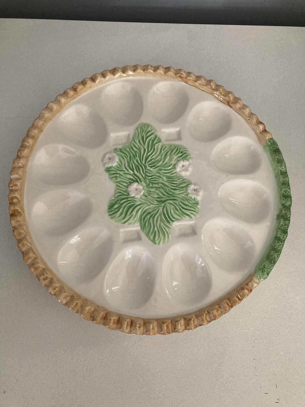 Easter Deviled Egg Ceramic Platter Holder Spring Flowers Pastel Colors