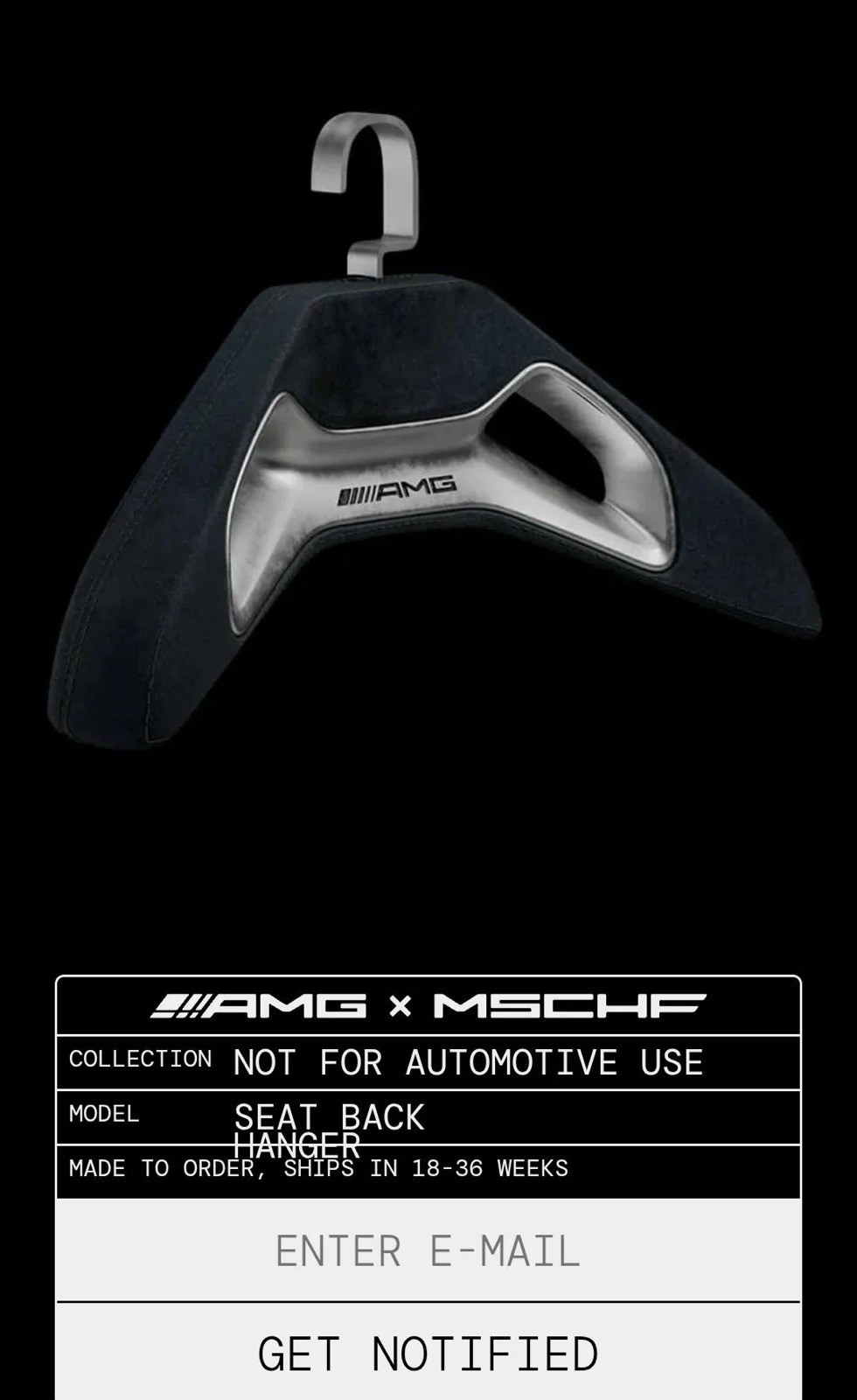 MSCHF X MERCADES AMG Seat Back Hanger RARE MADE FROM CAR