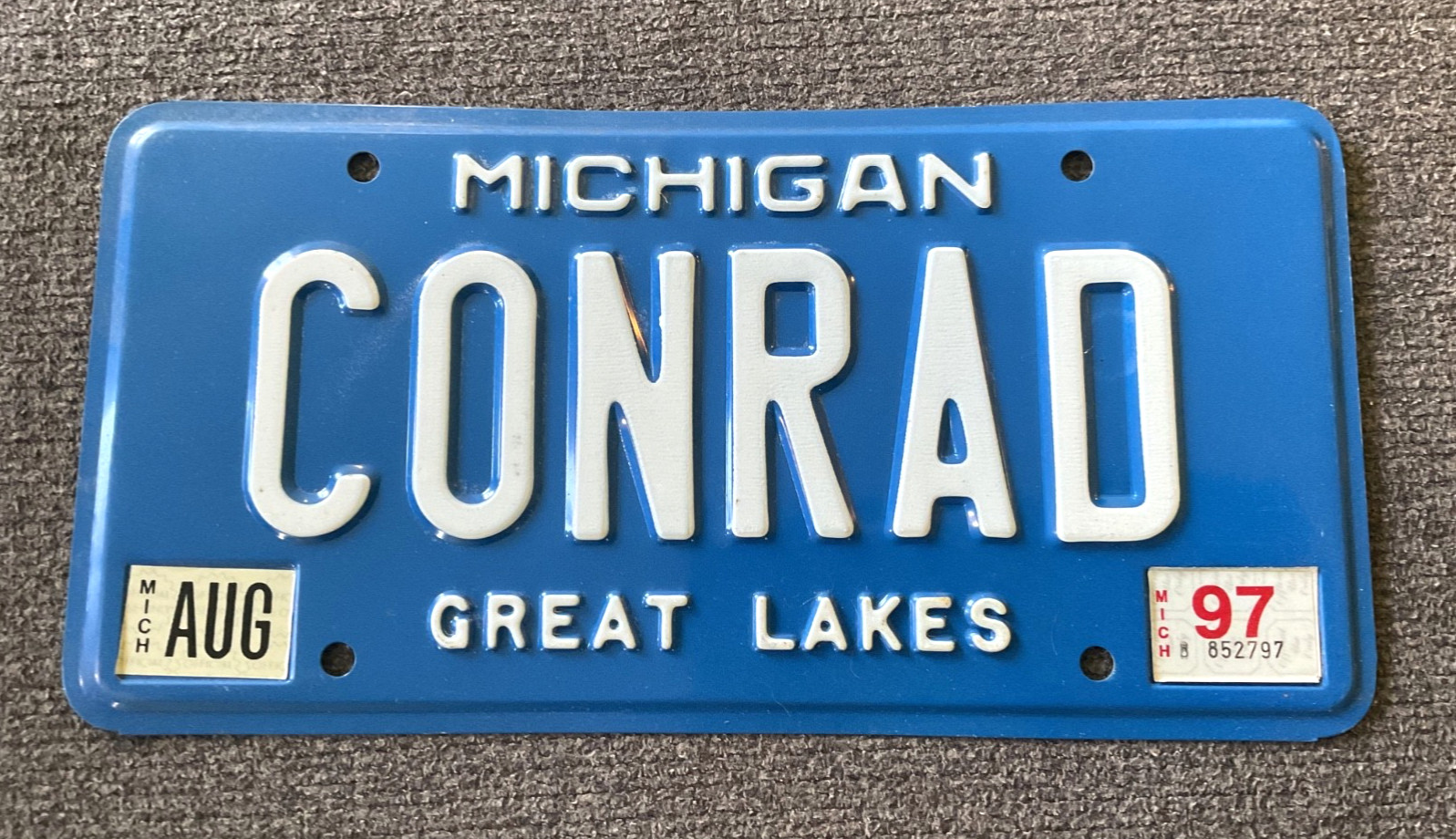 RARE 1997 MICHIGAN VANITY PERSONALIZED CONRAD LICENSE PLATE ORIGINAL NICE 