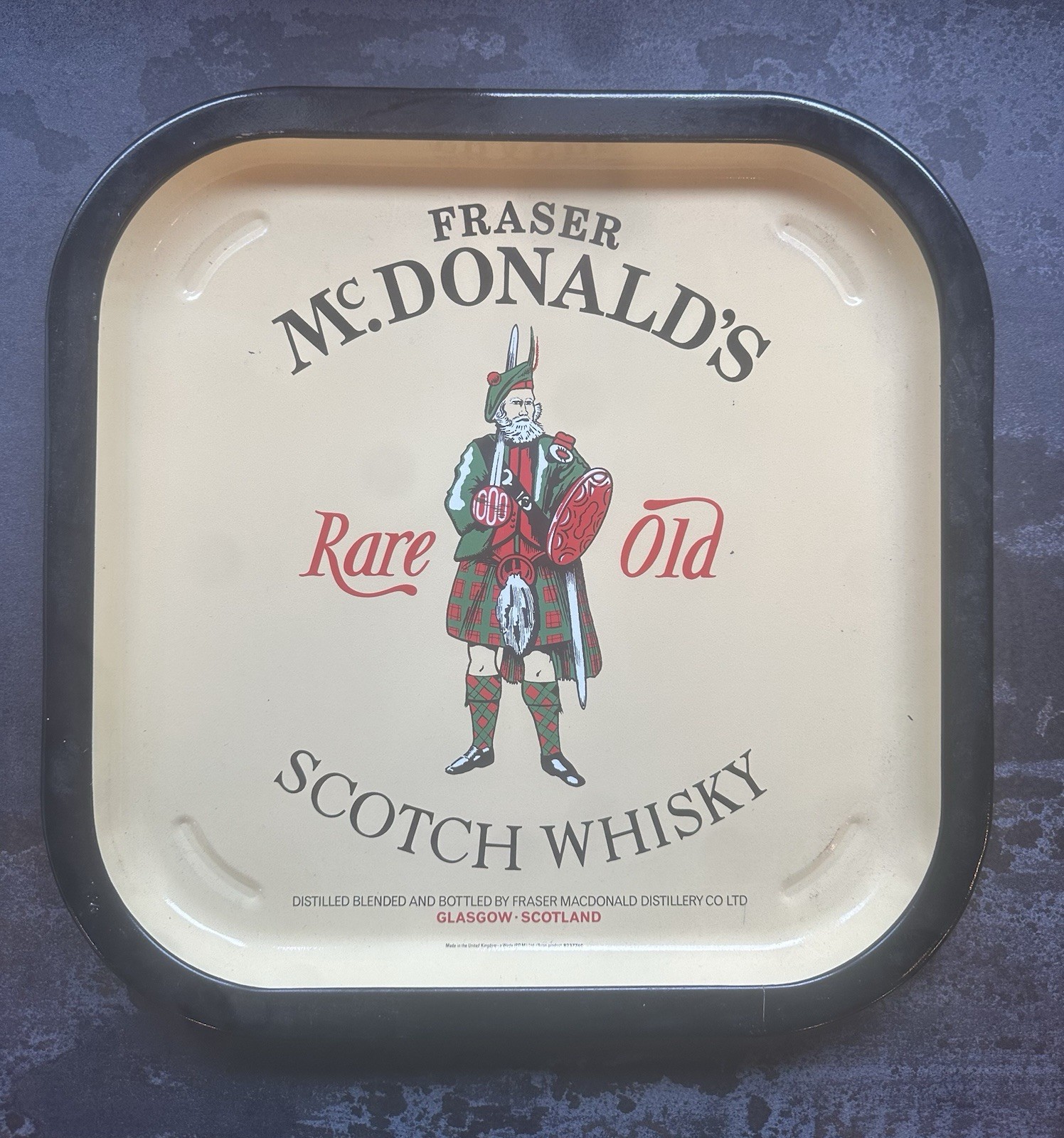 FRASER McDONALD’S RARE OLD SCOTCH WHISKY GLASGOW SCOTLAND DISTILLERY TRAY