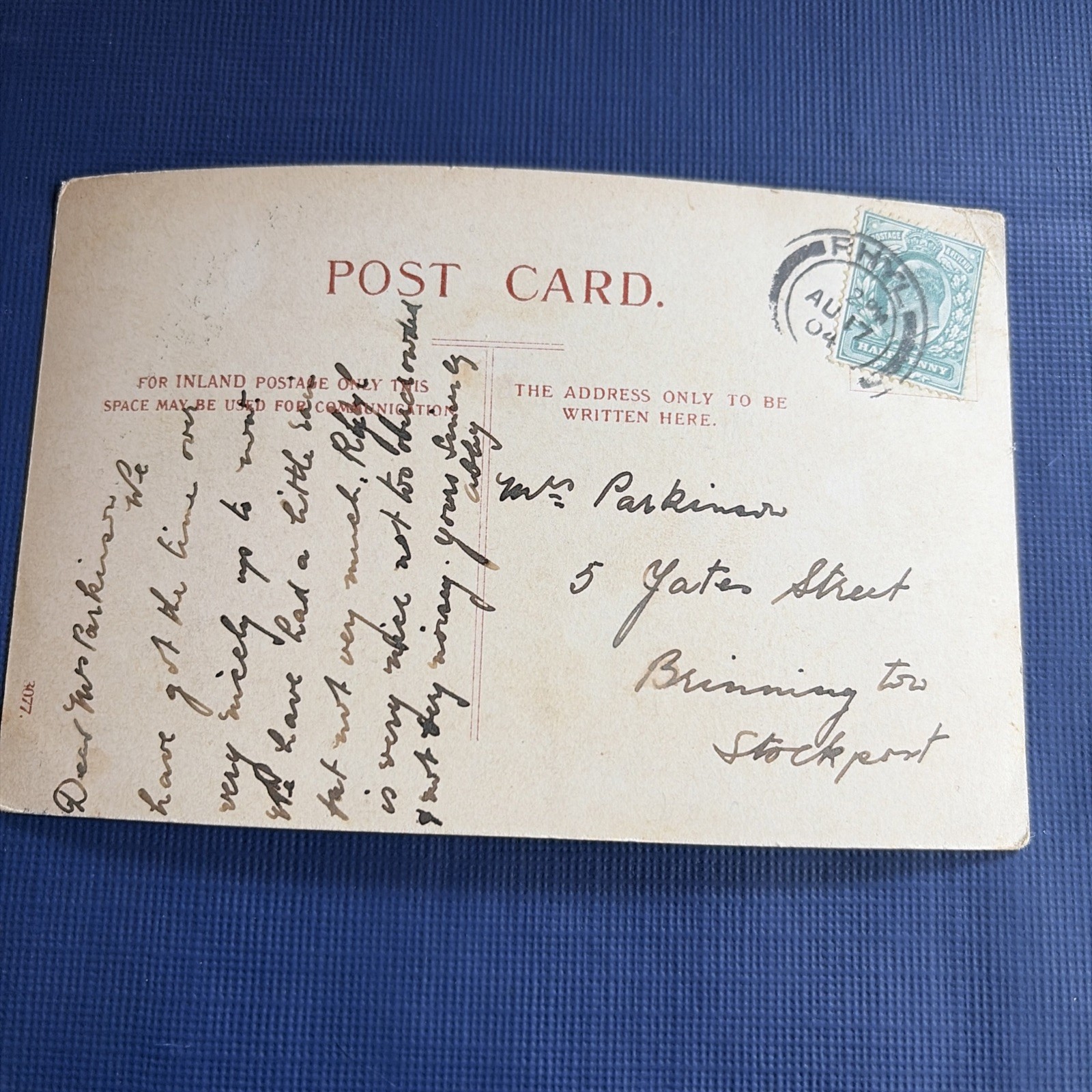 Vtg. 1904 Postcard: The Promenade And Queens Palace, RHYL. W/ Half Penny Stamp