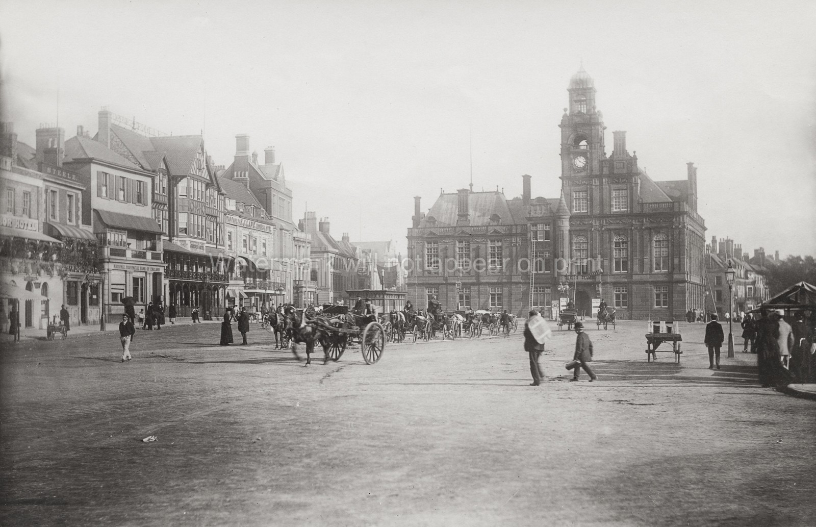 Great Yarmouth Norfolk Town Hall Square Carriages People Vtg. Photo 19thC.