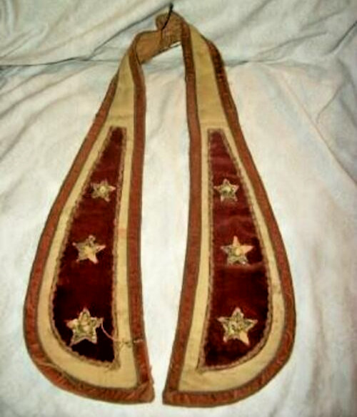 Antique Masonic Lodge Velvet Ceremonial Cope Vestment Collar Metallic Stars Trim