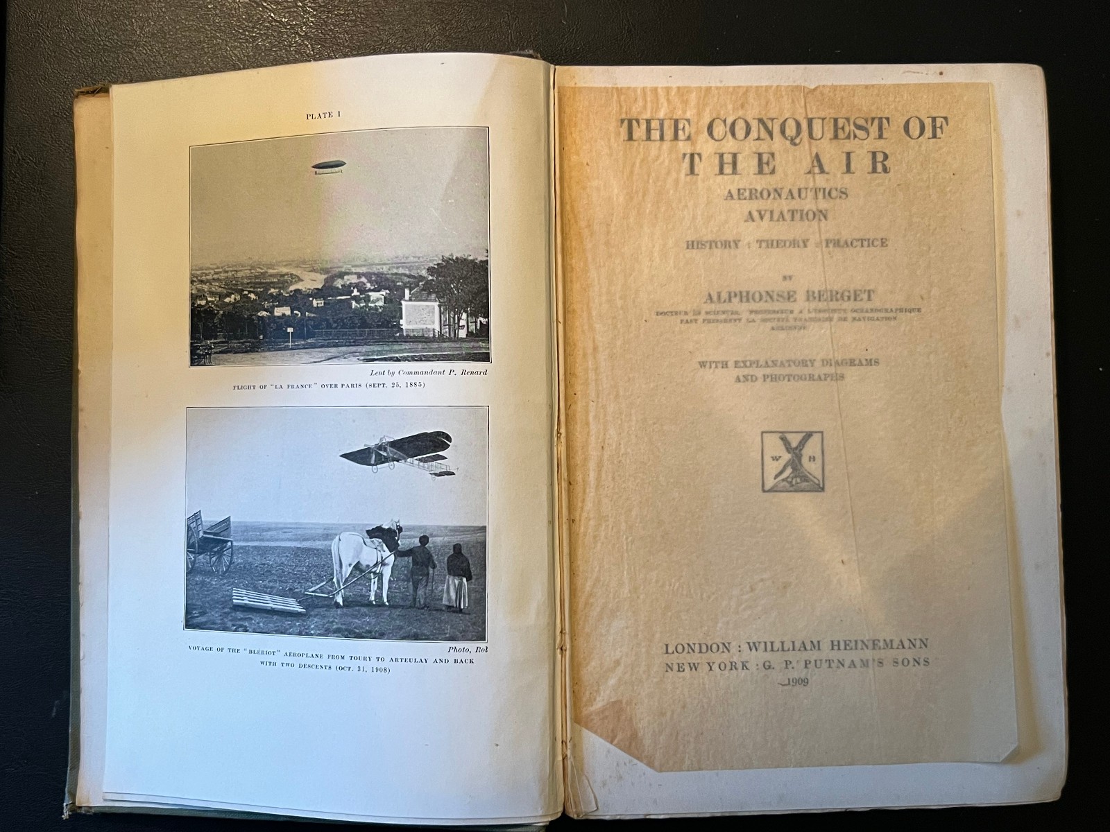 The Conquest of the Air, Alphonse Berget, 1909 Hardcover, Early Aviation History