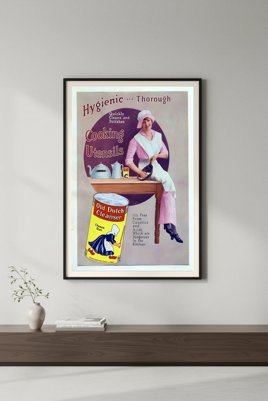 Vintage 1910s Old Dutch Cleanser Ad Poster - Hi-Res💎 Print - 24x36”🗞️
