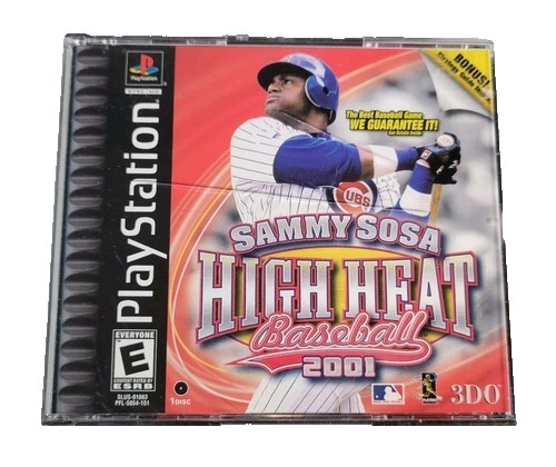 SAMMY SOSA HIGH HEAT BASEBALL 2001 (PS) DISC + CVR ART + MANUAL - NO CASE - VG