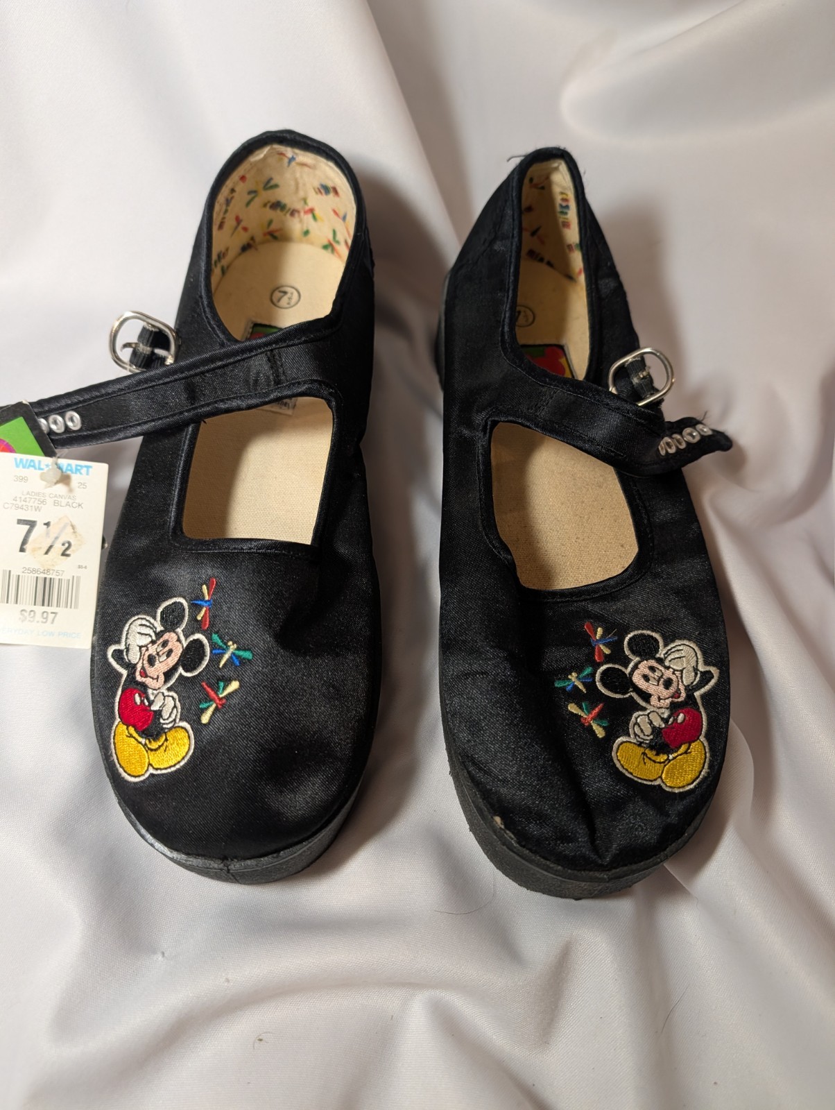 Vintage 1990s Mickey Unlimited Disney Mary Jane Shoes Women Size 7.5 Black New