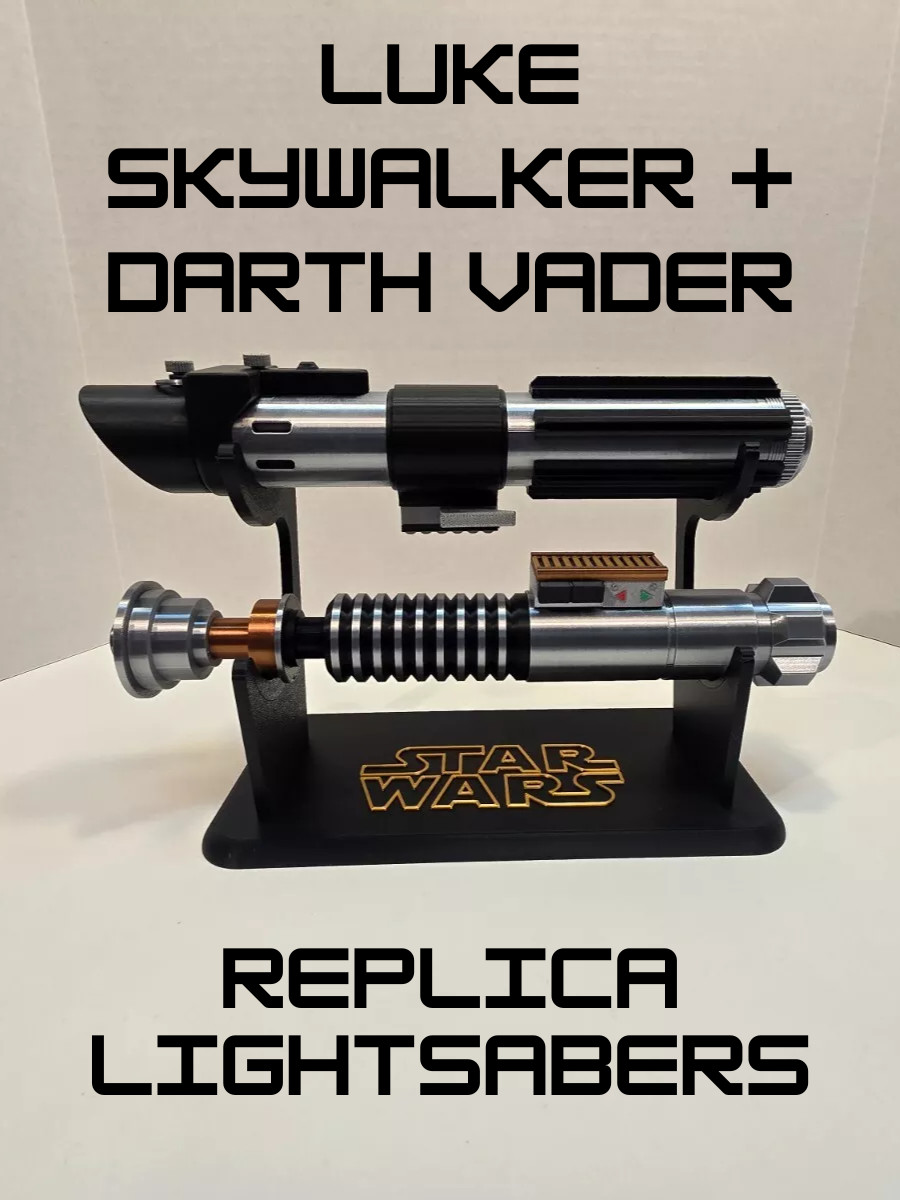 Luke Skywalker and Darth Vader Inspired Lightsaber Replica with Stand, Star Wars