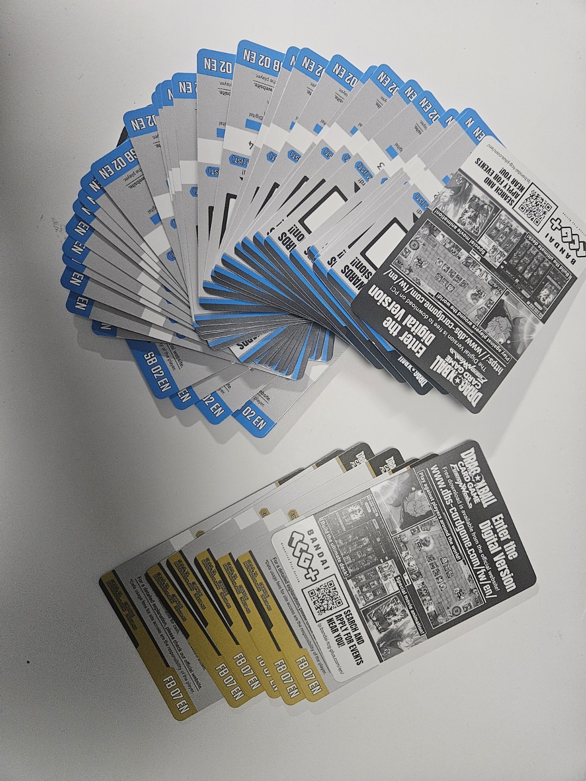 DBS Card Game Code Cards X50 Dragon Ball Fusion World, SB02 EN, FB07 EN