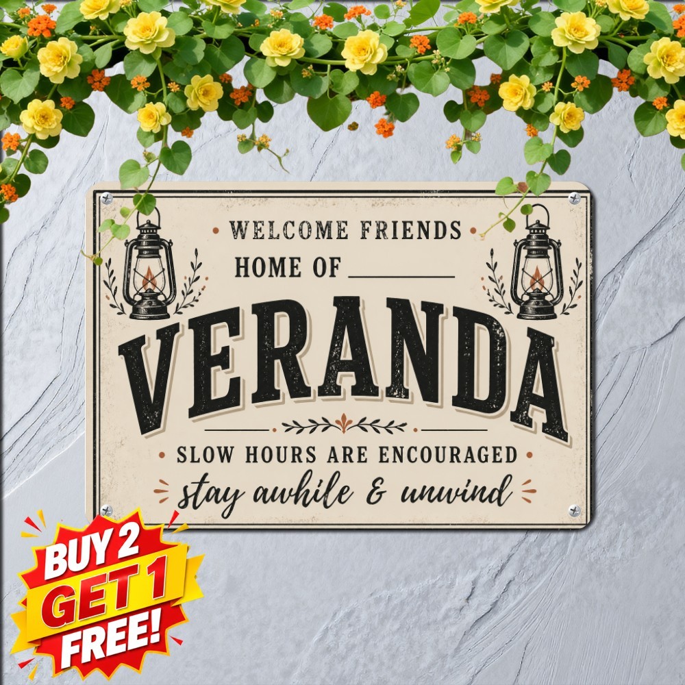 Custom Porch Welcome Metal Sign Personalized Name Aluminum Tin Wall Plaque